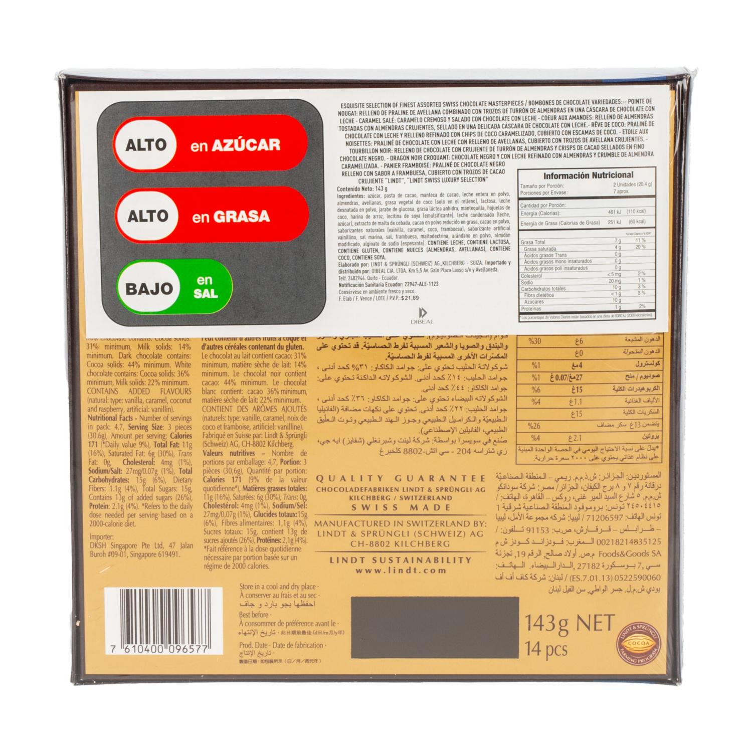Bombones De Chocolate Swiss Luxury LINDT 143 G