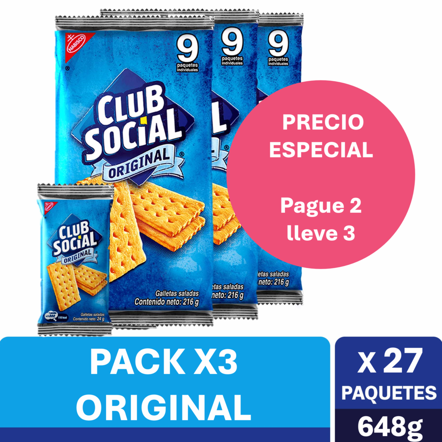Galletas De Sal Sabor Original CLUB SOCIAL 648 G