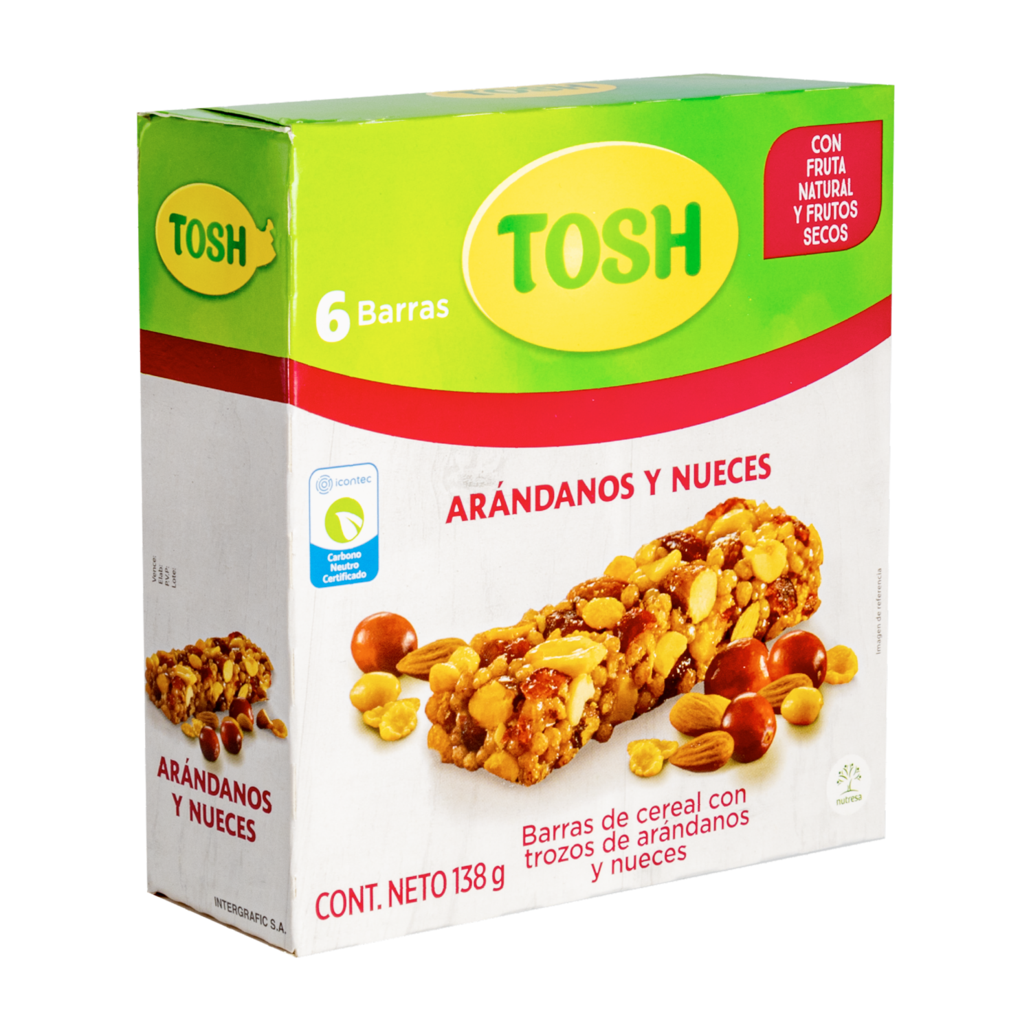 Barra De Cereal Arándanos Y Nueces TOSH 138 G
