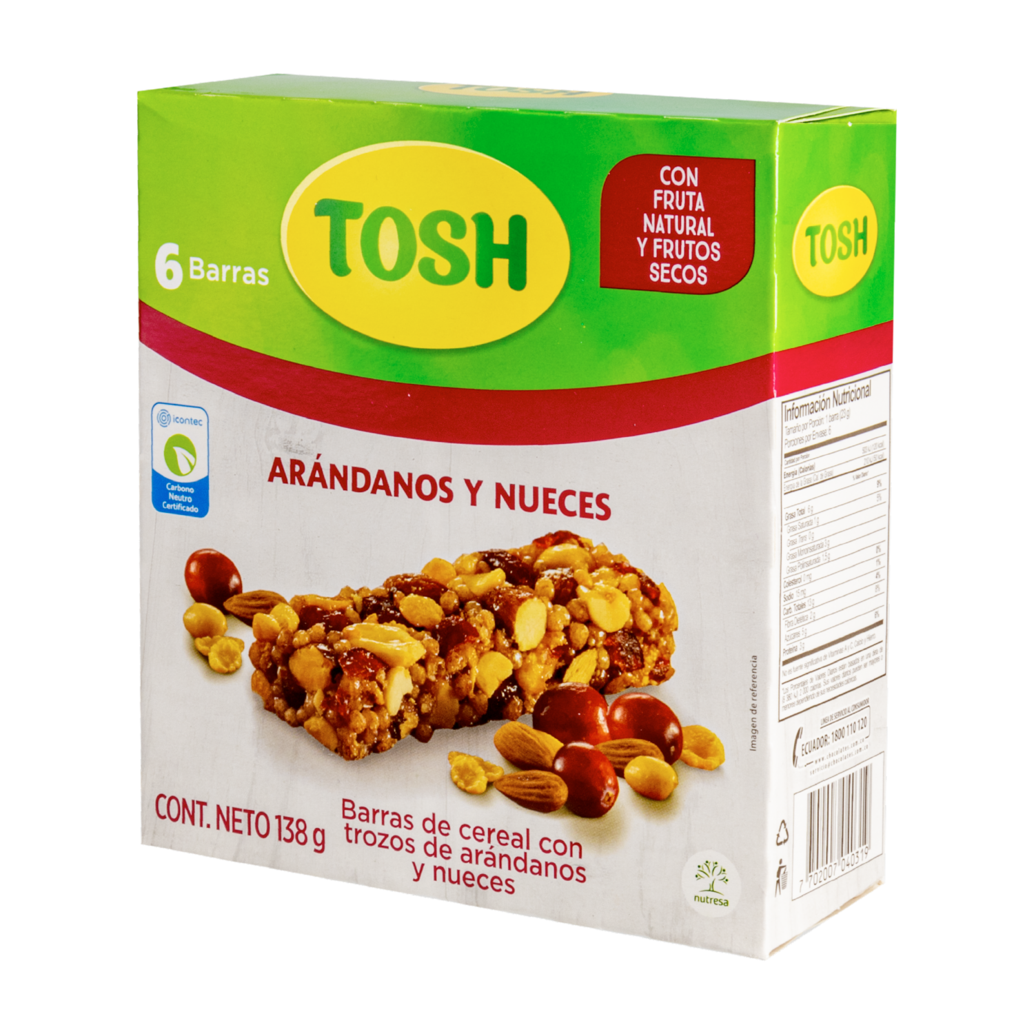 Barra De Cereal Arándanos Y Nueces TOSH 138 G