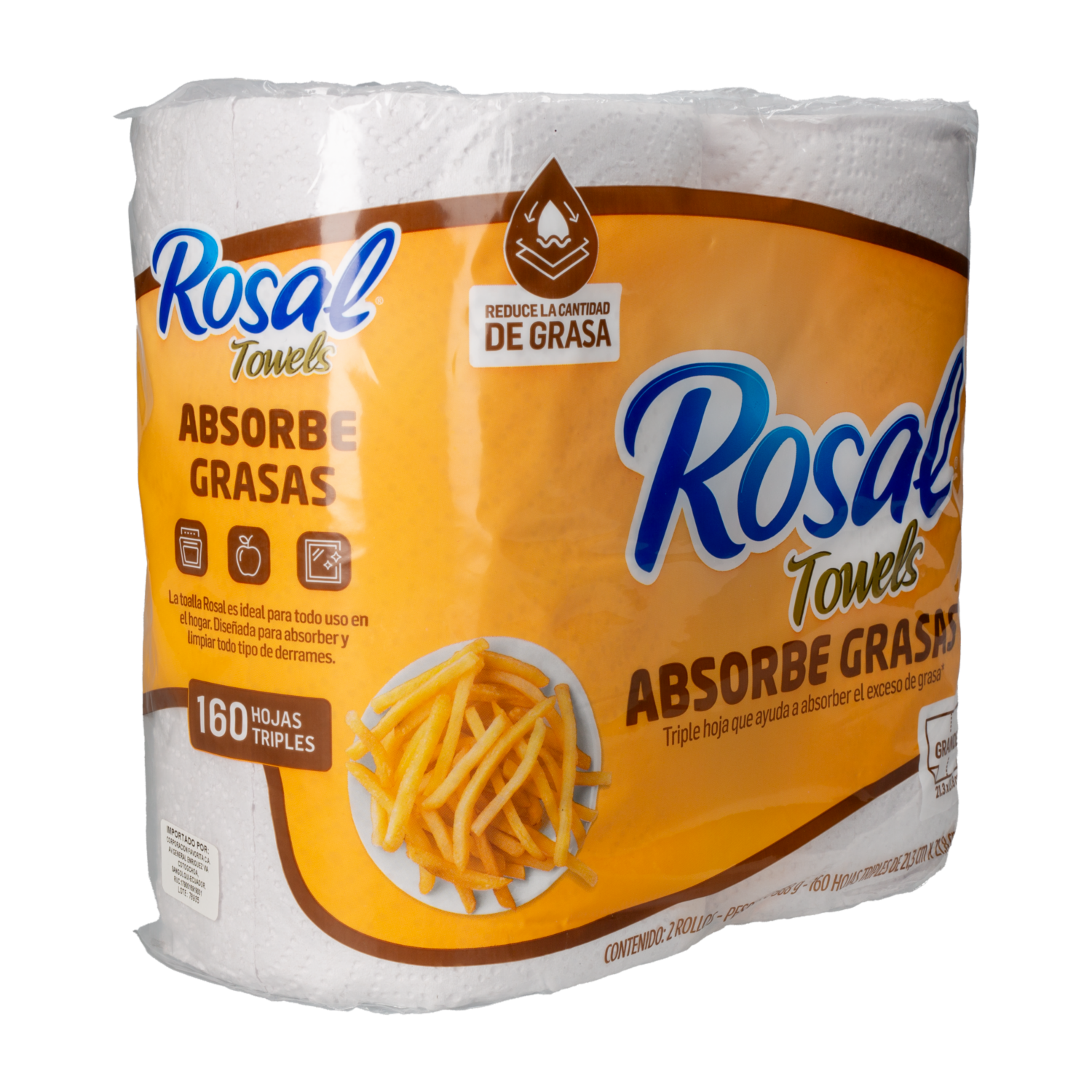 Toallas Desechables 80 Hojas ROSAL X 2 Uds