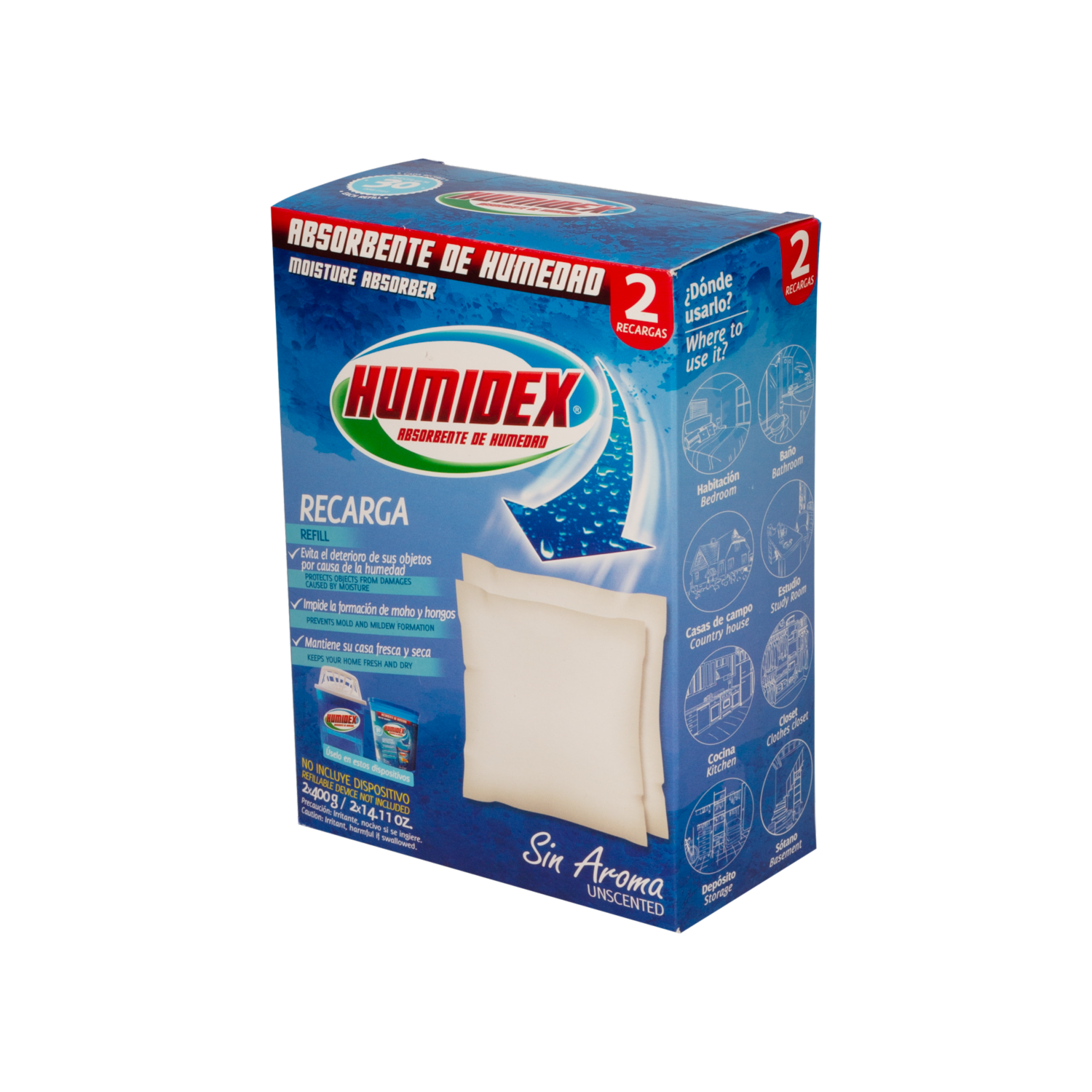 Desodorante Ambiental Absorbente De Humedad HUMIDEX 2 Uds X 400 G