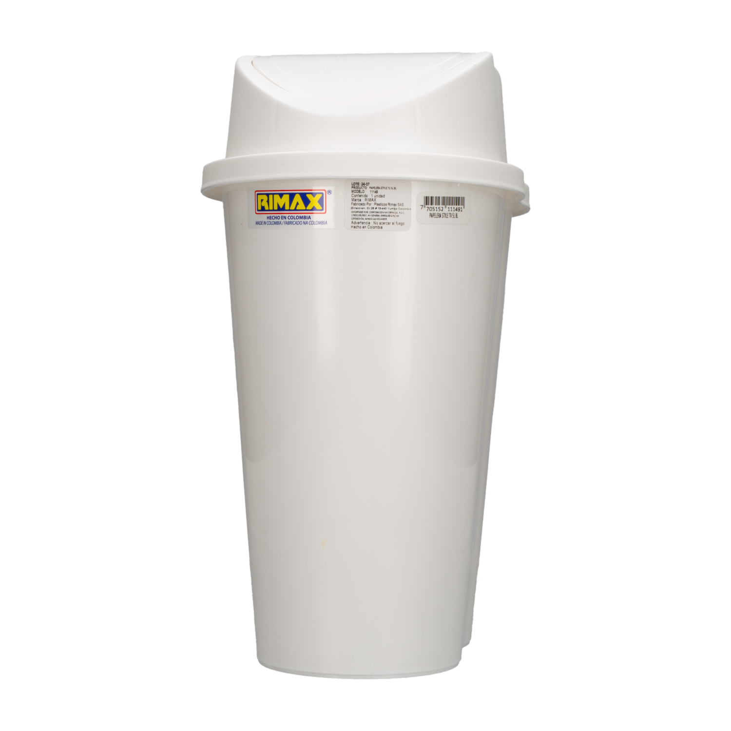 Papelera Style Tapa Vaivén Blanco RIMAX 5 L