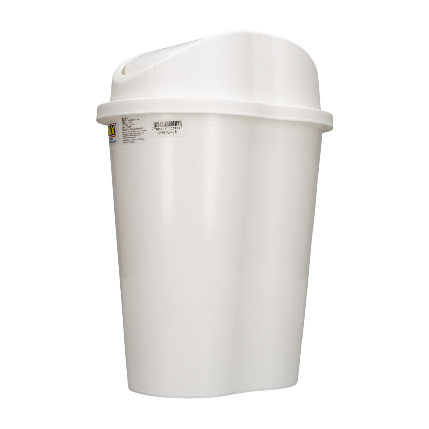 Papelera Style Tapa Vaivén Blanco RIMAX 5 L