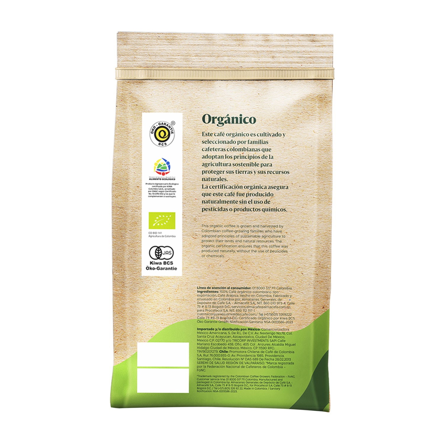 Café Tostado Y Molido Orgánico JUAN VALDEZ 283 G