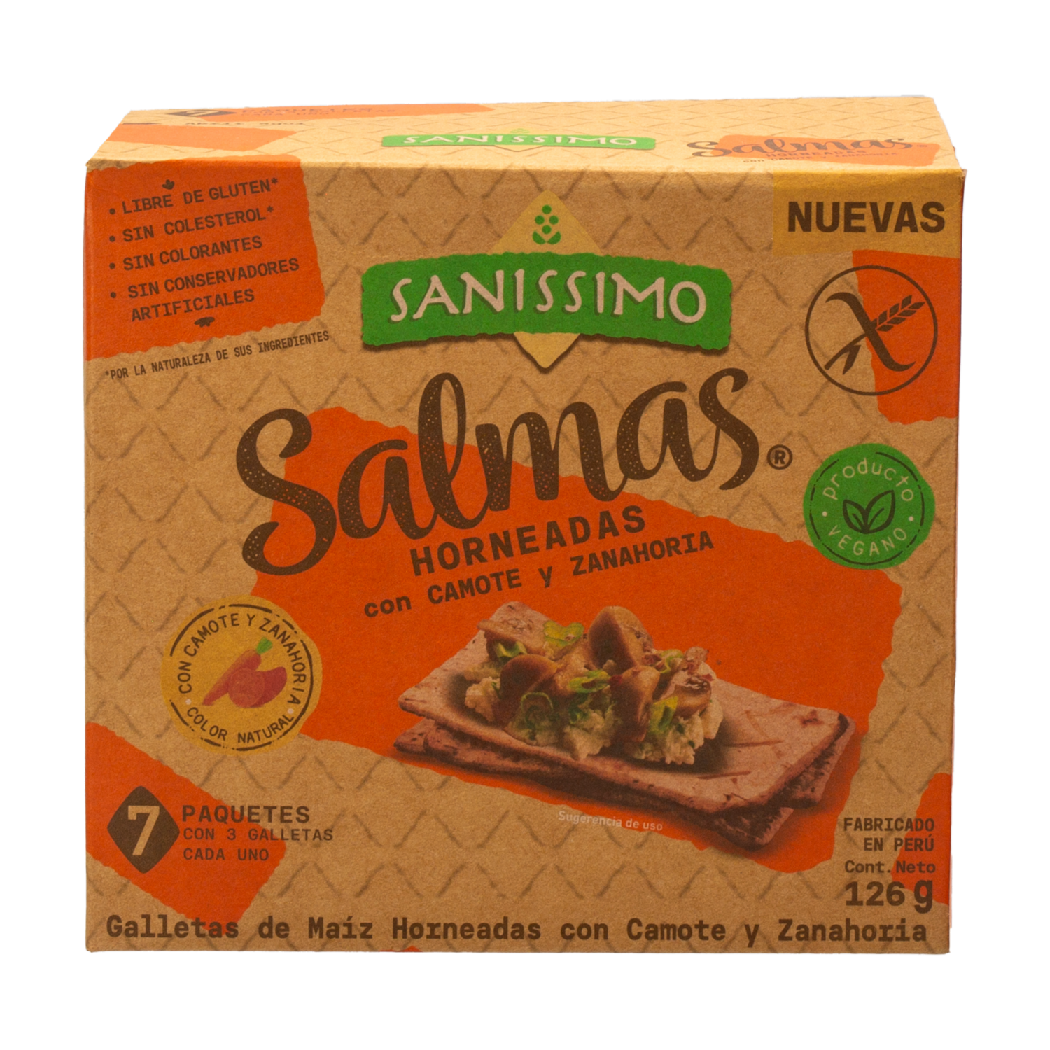 Galletas De Maíz Horneadas con Camote Y Zanahoria SANNISIMO 126 G