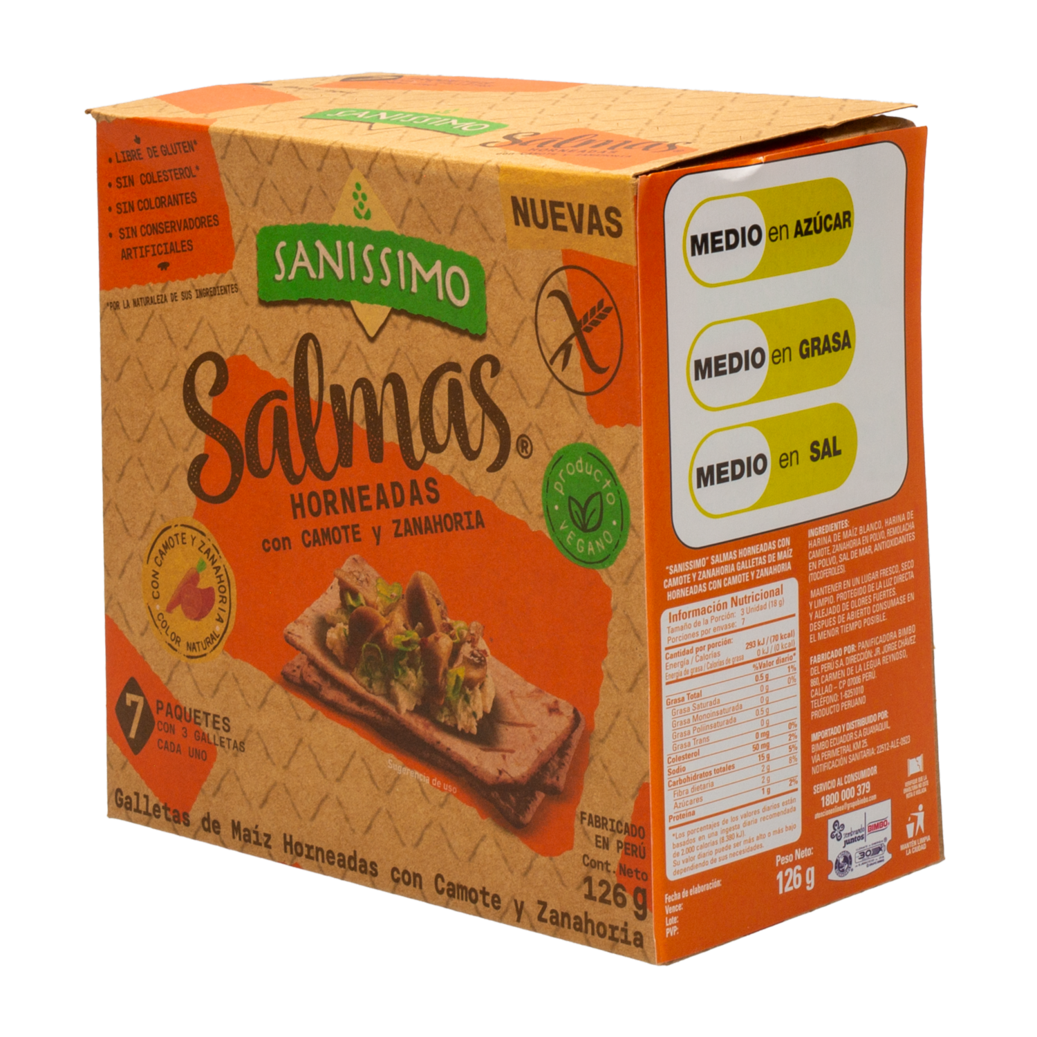 Galletas De Maíz Horneadas con Camote Y Zanahoria SANNISIMO 126 G
