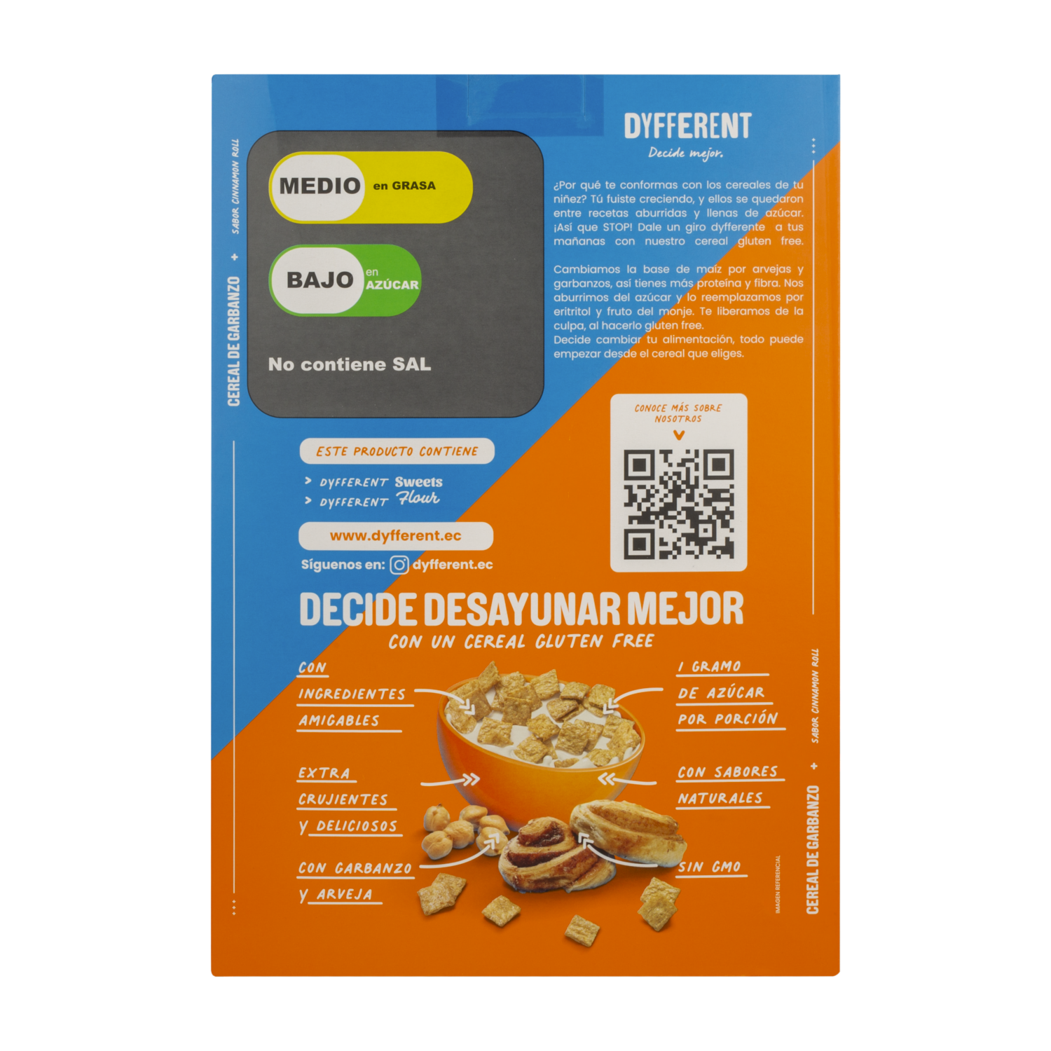 Cereal En Hojuelas De Garbanzo Sabor A Cinnamon Roll Sin Gluten DYFFERENT 210 G