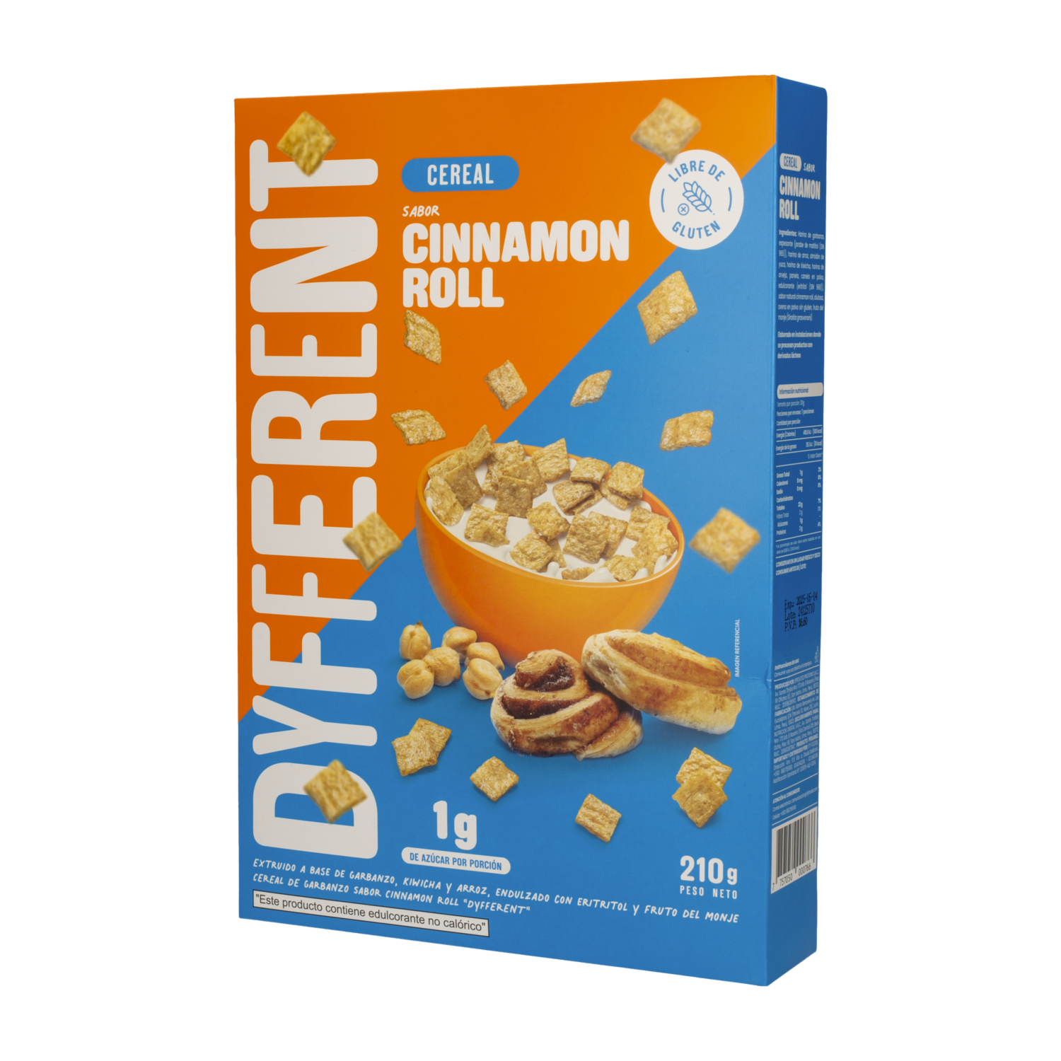 Cereal En Hojuelas De Garbanzo Sabor A Cinnamon Roll Sin Gluten DYFFERENT 210 G