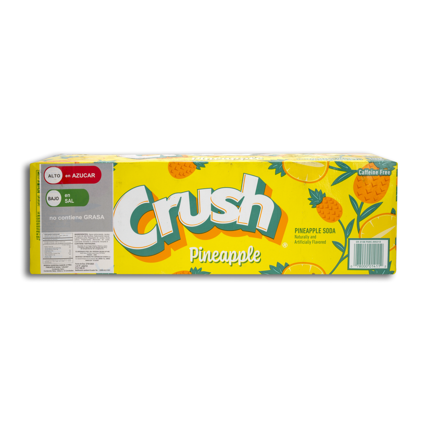 Bebida Gaseosa Sabor A Piña En Lata CRUSH 12X355 Ml