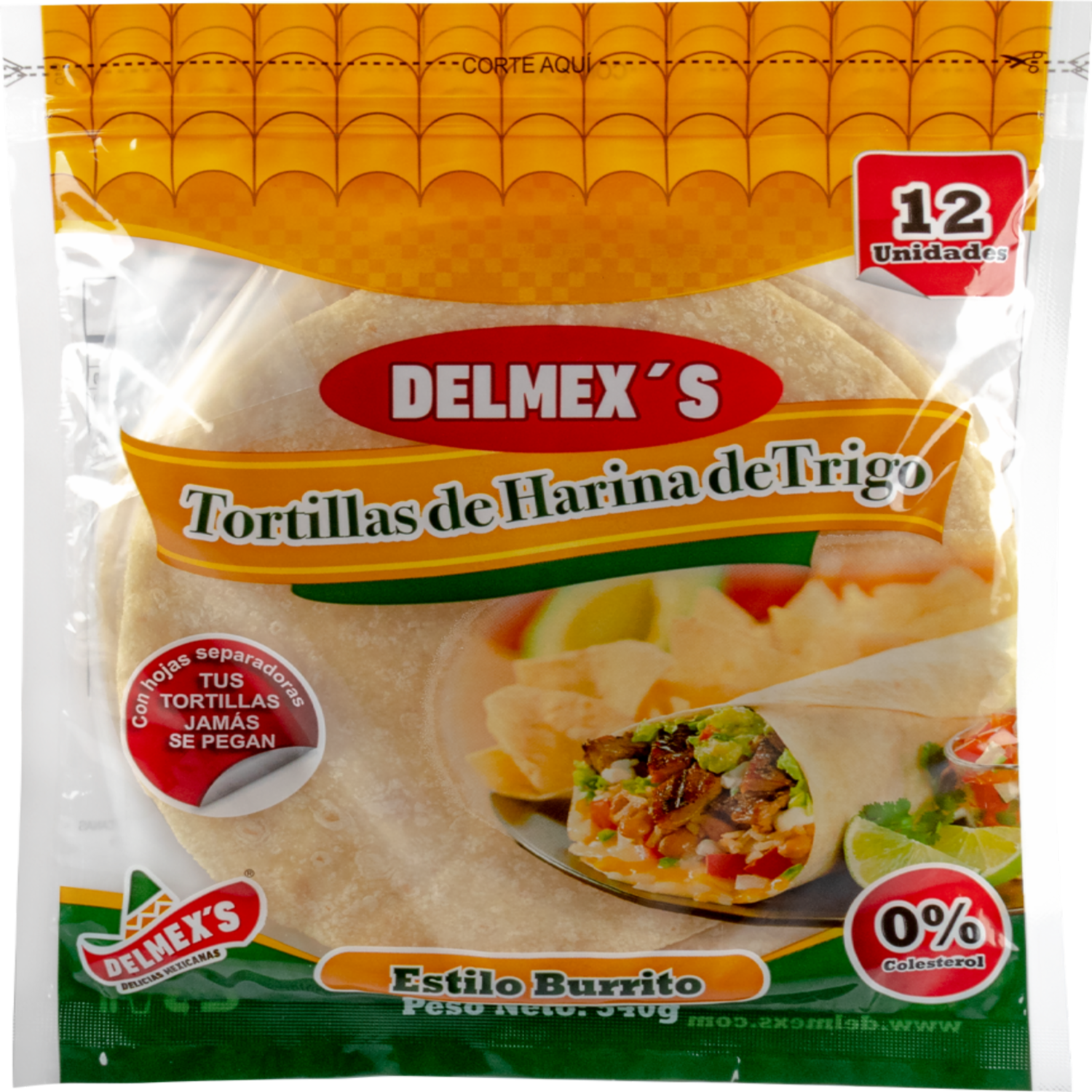 Tortillas De Harina De Trigo Estilo Burrito DELMEX’S DELICIAS MEXICANAS X12 Uds