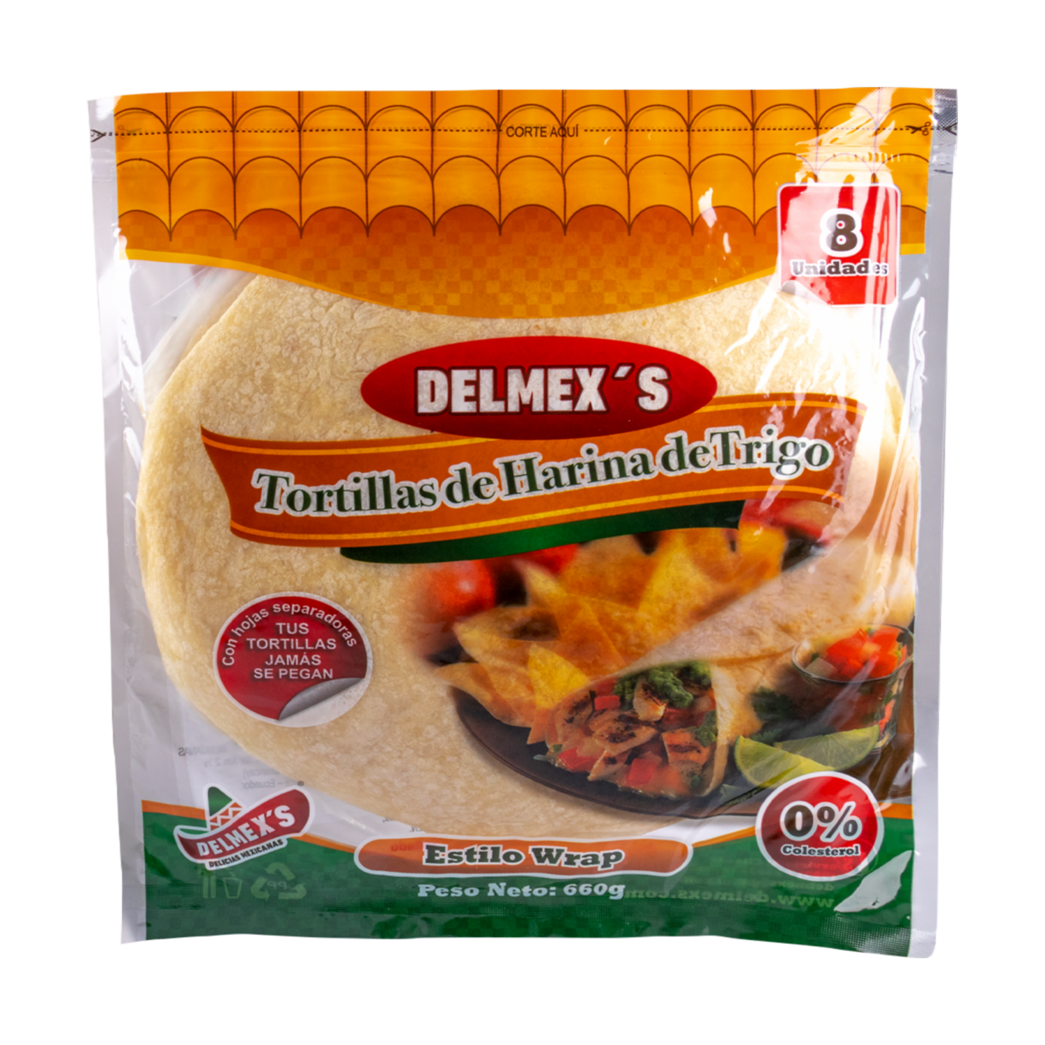 Tortillas De Harina De Trigo Estilo Wrap DELMEX’S DELICIAS MEXICANAS X8 Uds