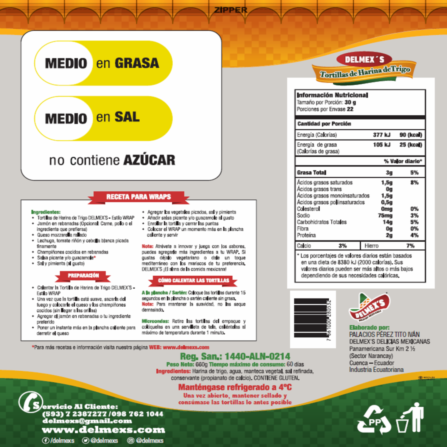 Tortillas De Harina De Trigo Estilo Wrap DELMEX’S DELICIAS MEXICANAS X8 Uds