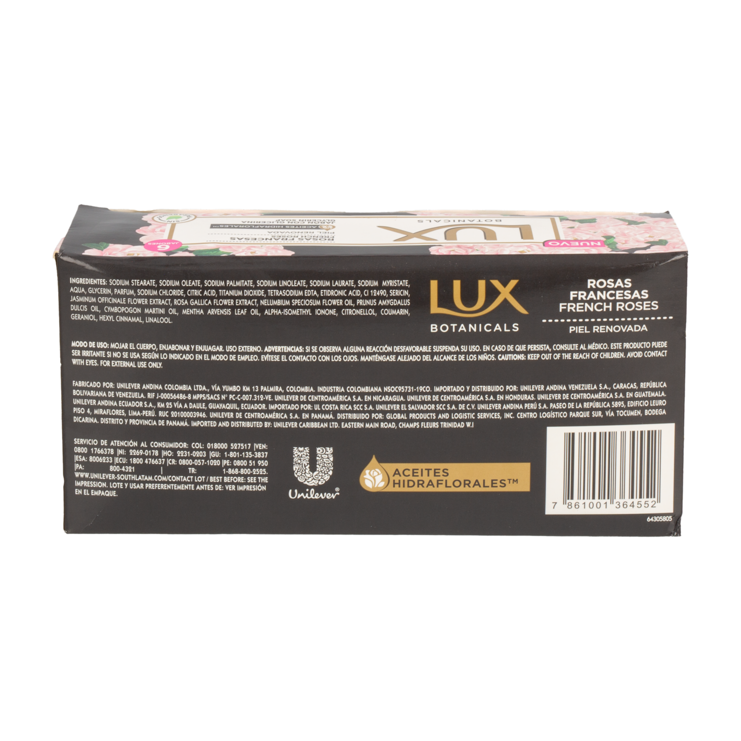 Jabón En Barra Fragancia Rosas Francesas LUX 6x100G