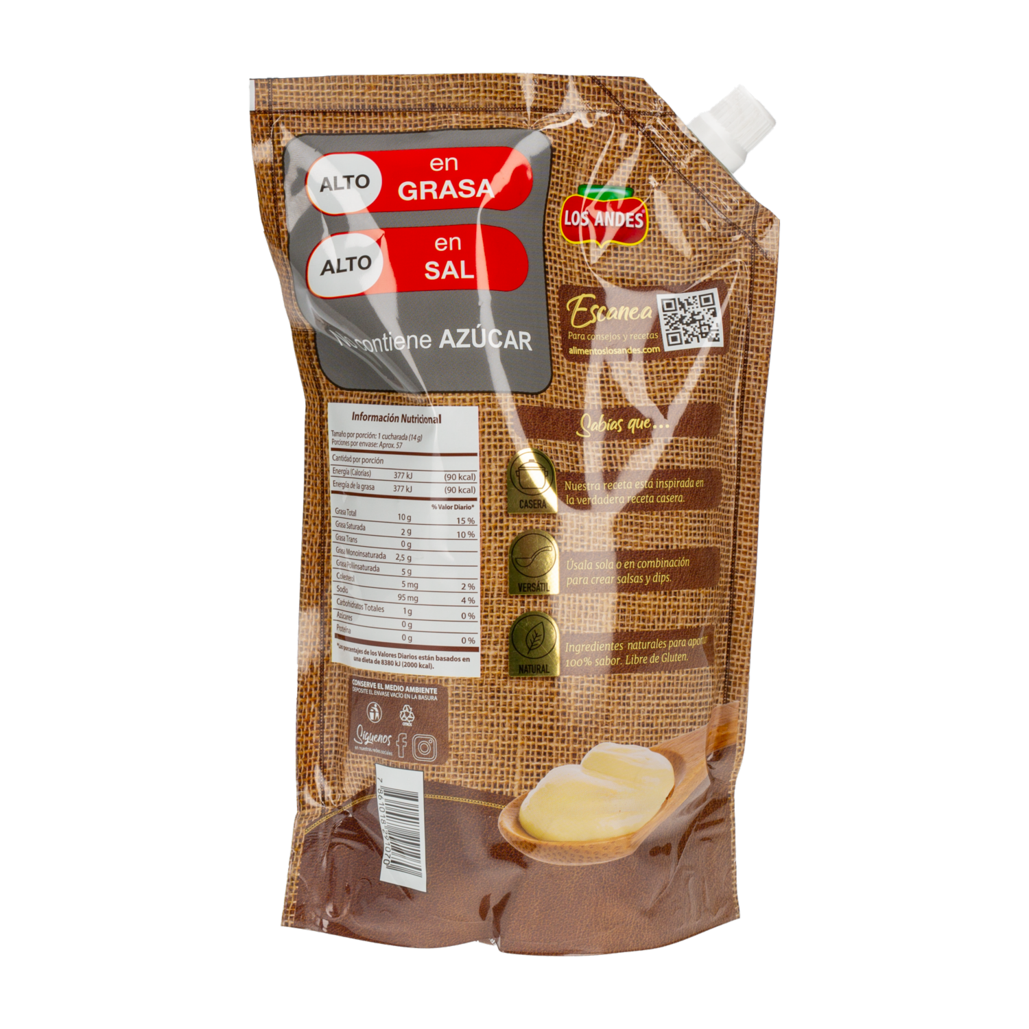 Mayonesa Casera LOS ANDES 800 G