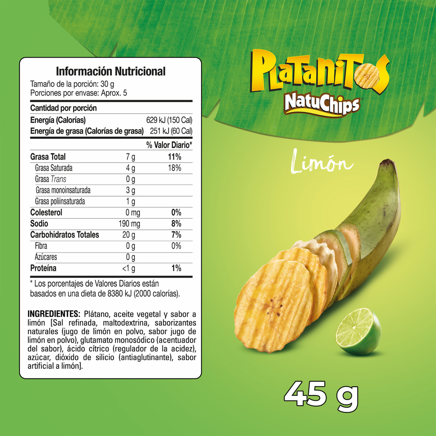 Platanitos Sabor A Limón NATUCHIPS 45 G