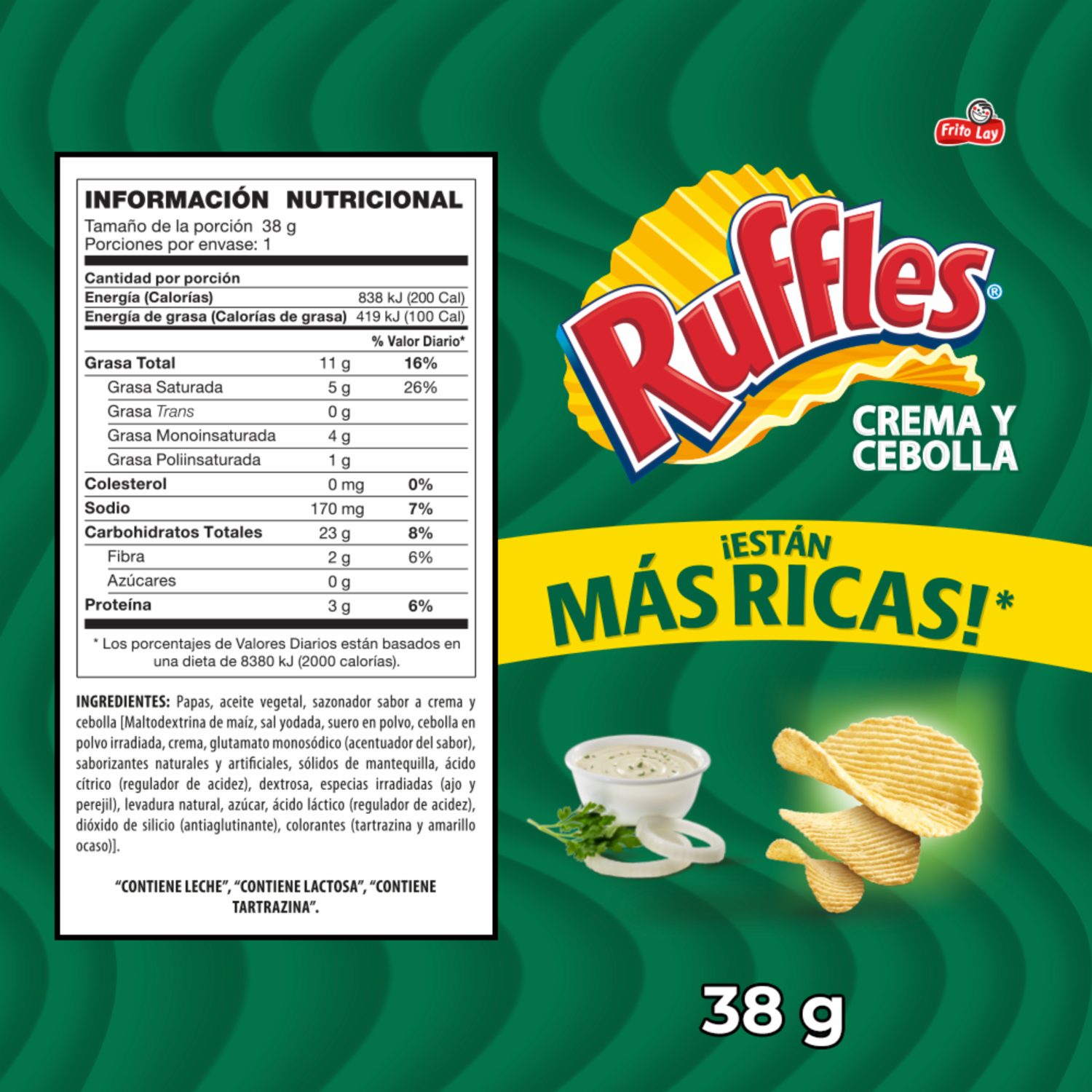 Papas Fritas Sabor A Crema Y Cebolla RUFFLES 38 G