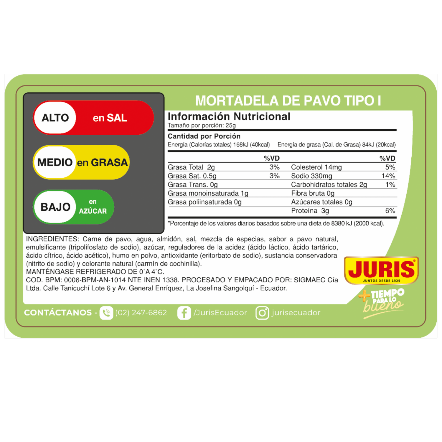 Mortadela De Pavo Tipo I JURIS 200 G
