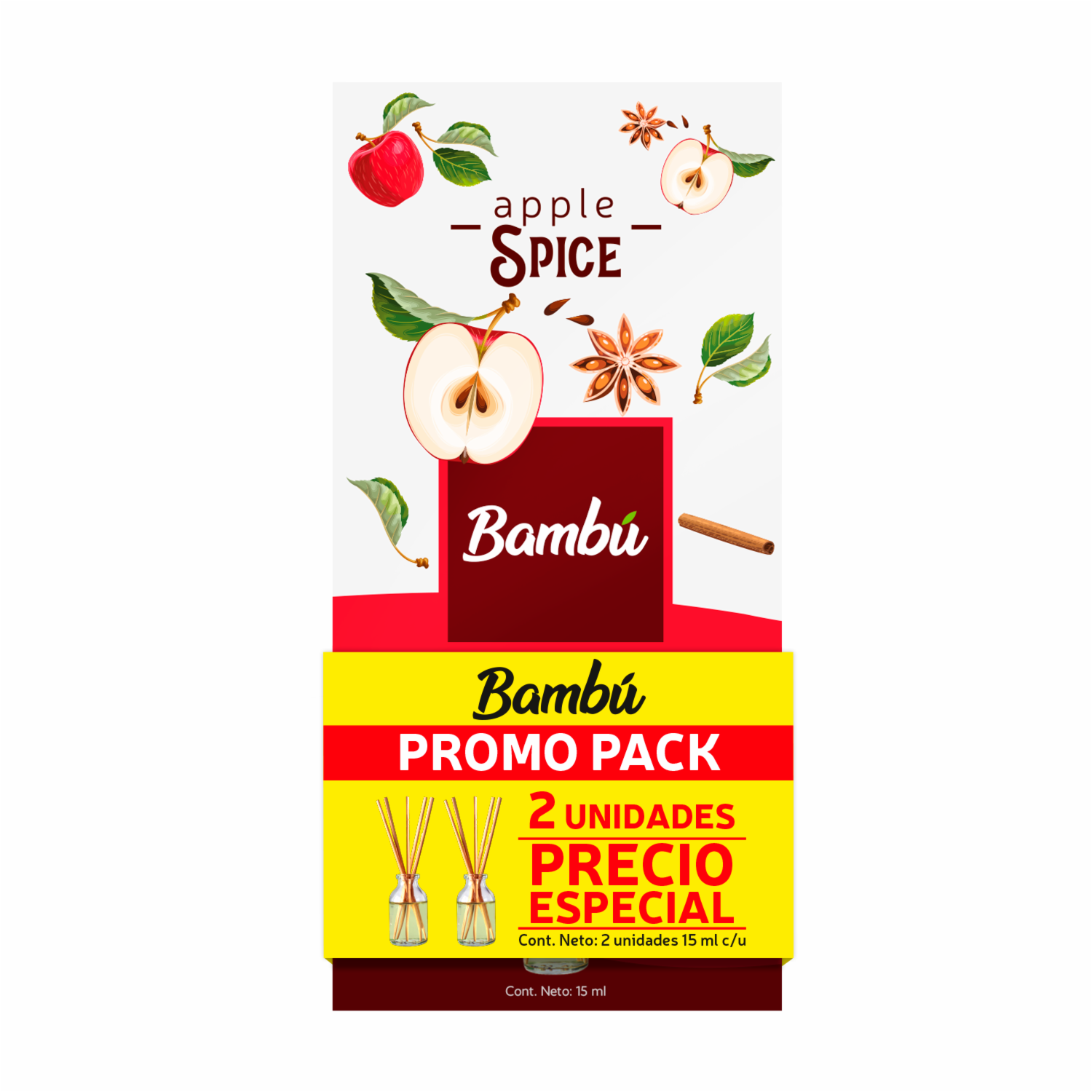 Desodorante Ambiental Manzana Y Canela Pack Precio Especial BAMBÚ 15 ml X 2 Uds