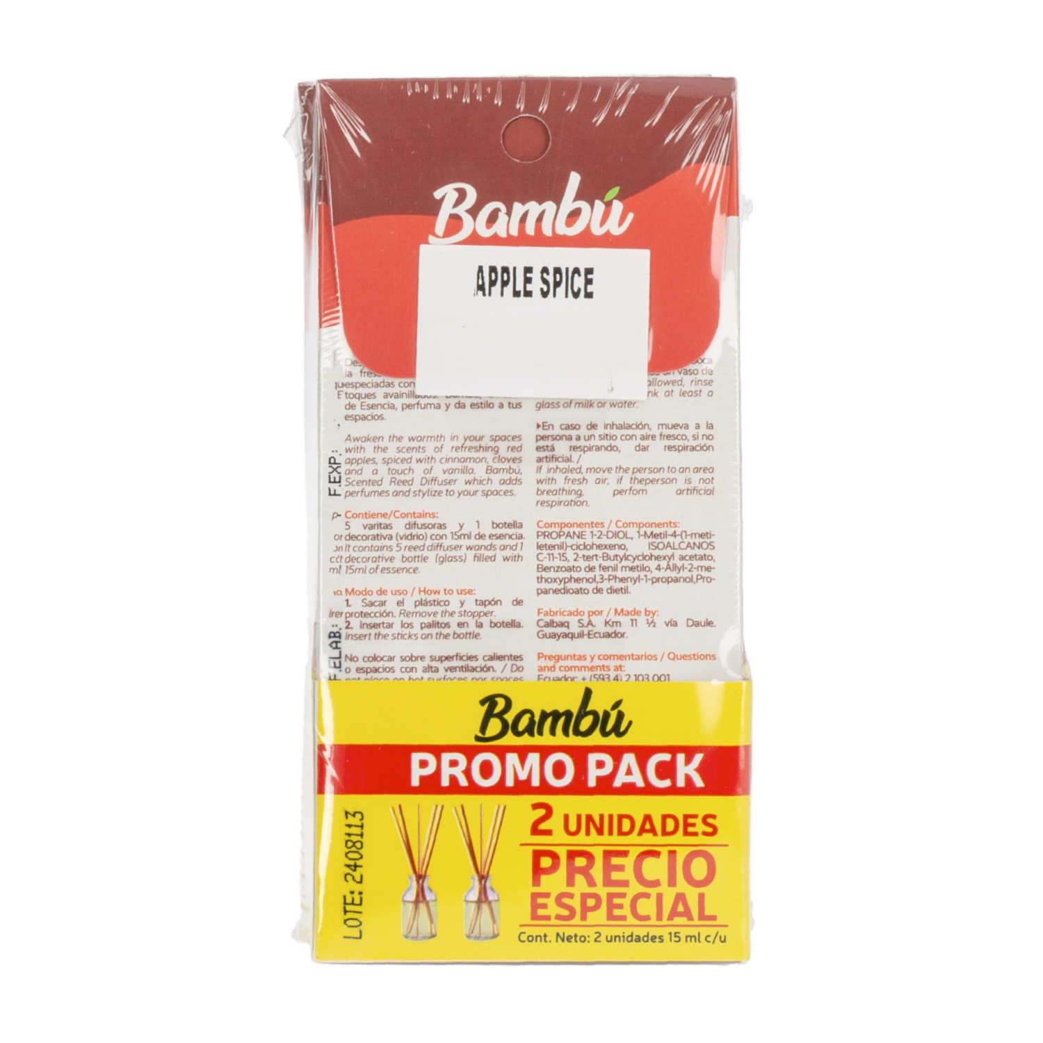 Desodorante Ambiental Manzana Y Canela Pack Precio Especial BAMBÚ 15 ml X 2 Uds