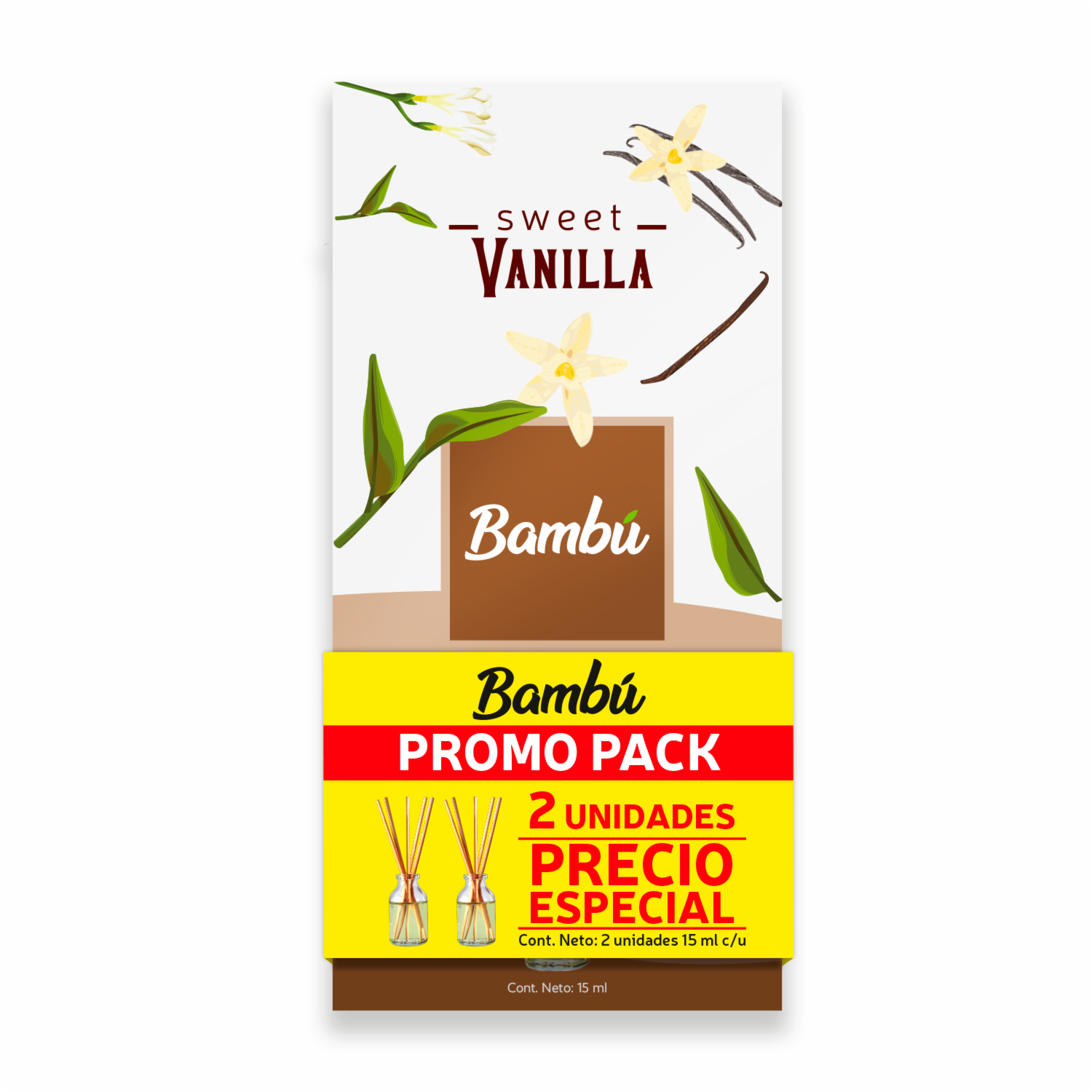 Desodorante Ambiental Vainilla Pack Precio Especial BAMBÚ 15 ml X 2 Uds