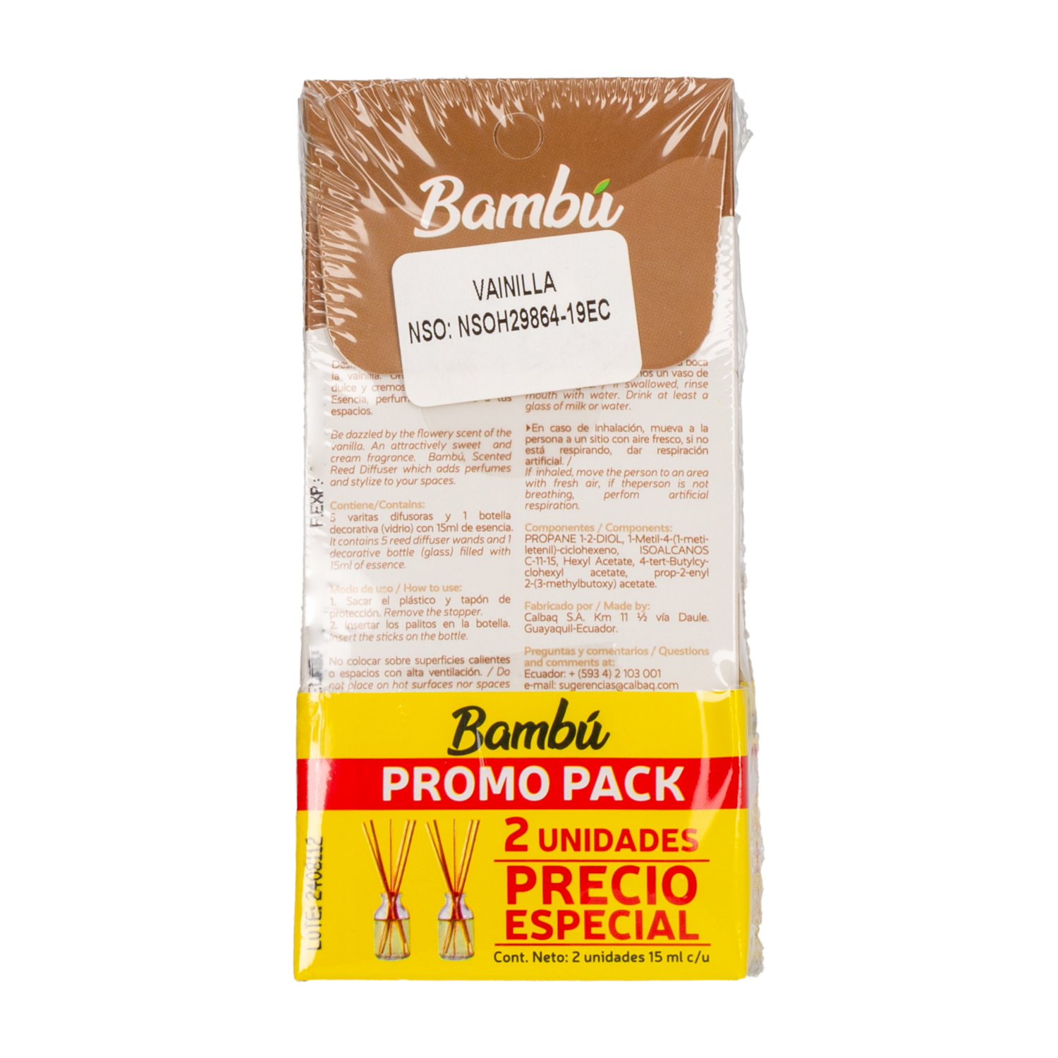 Desodorante Ambiental Vainilla Pack Precio Especial BAMBÚ 15 ml X 2 Uds