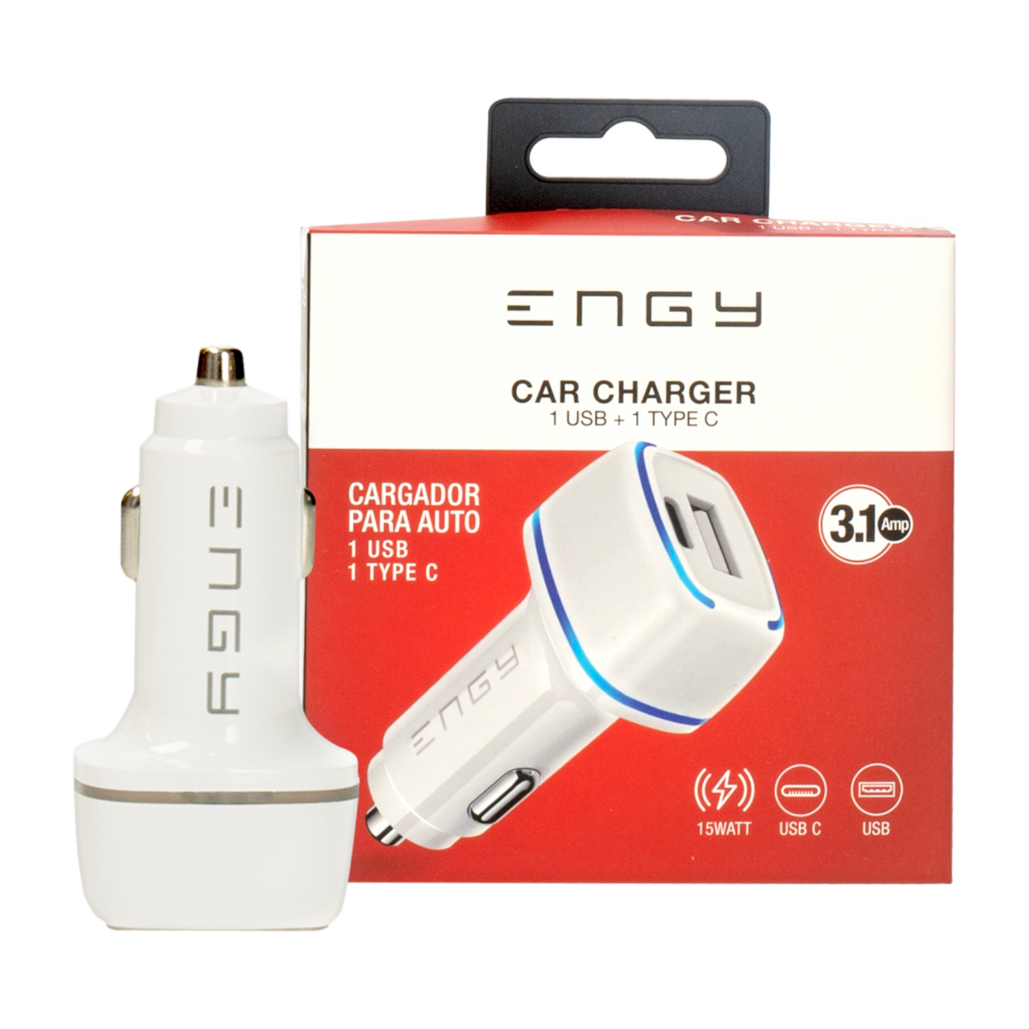 Cargador Para Auto ENGY Tipo C  y USB-A
