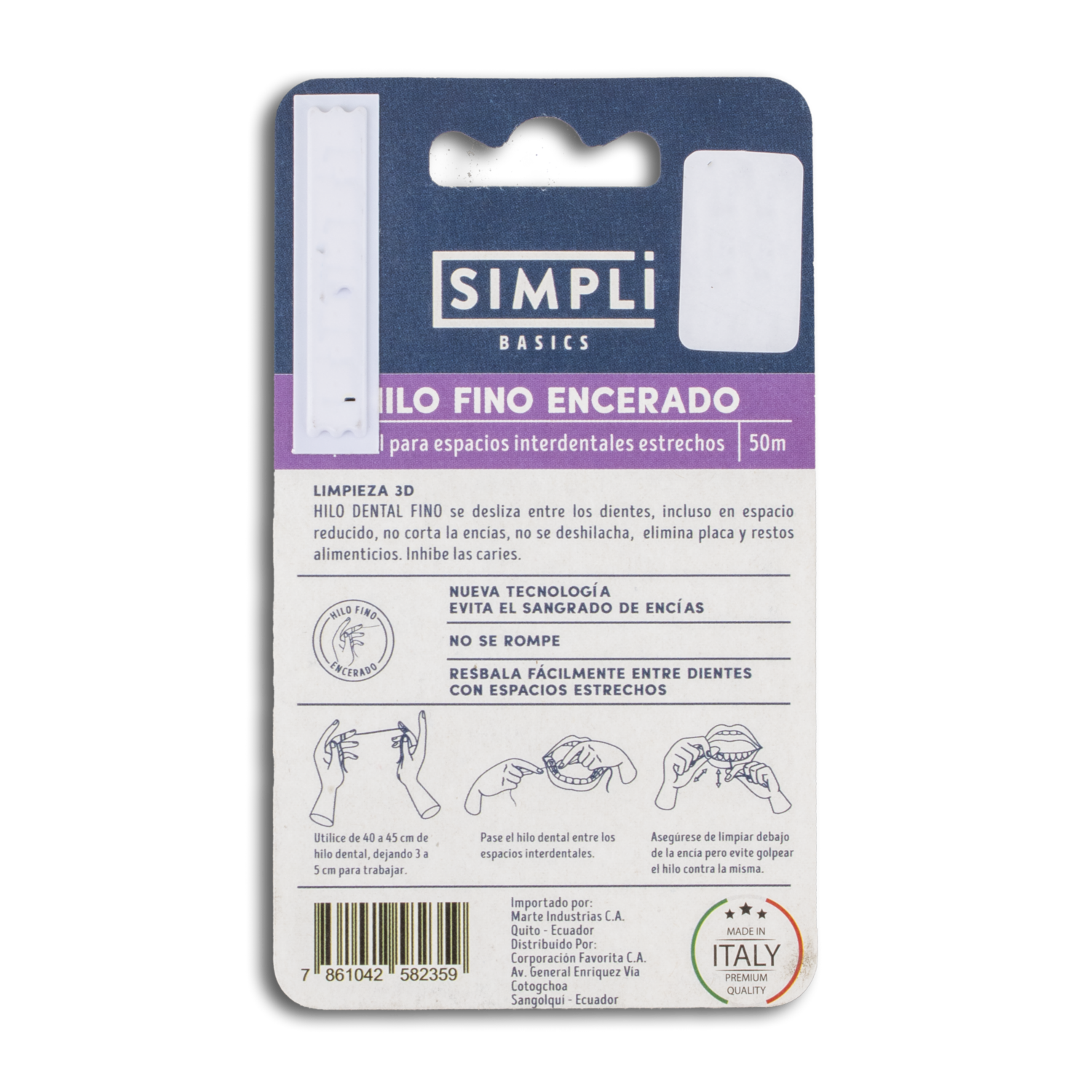 Hilo Dental Seda Fina SIMPLI 50 Metros