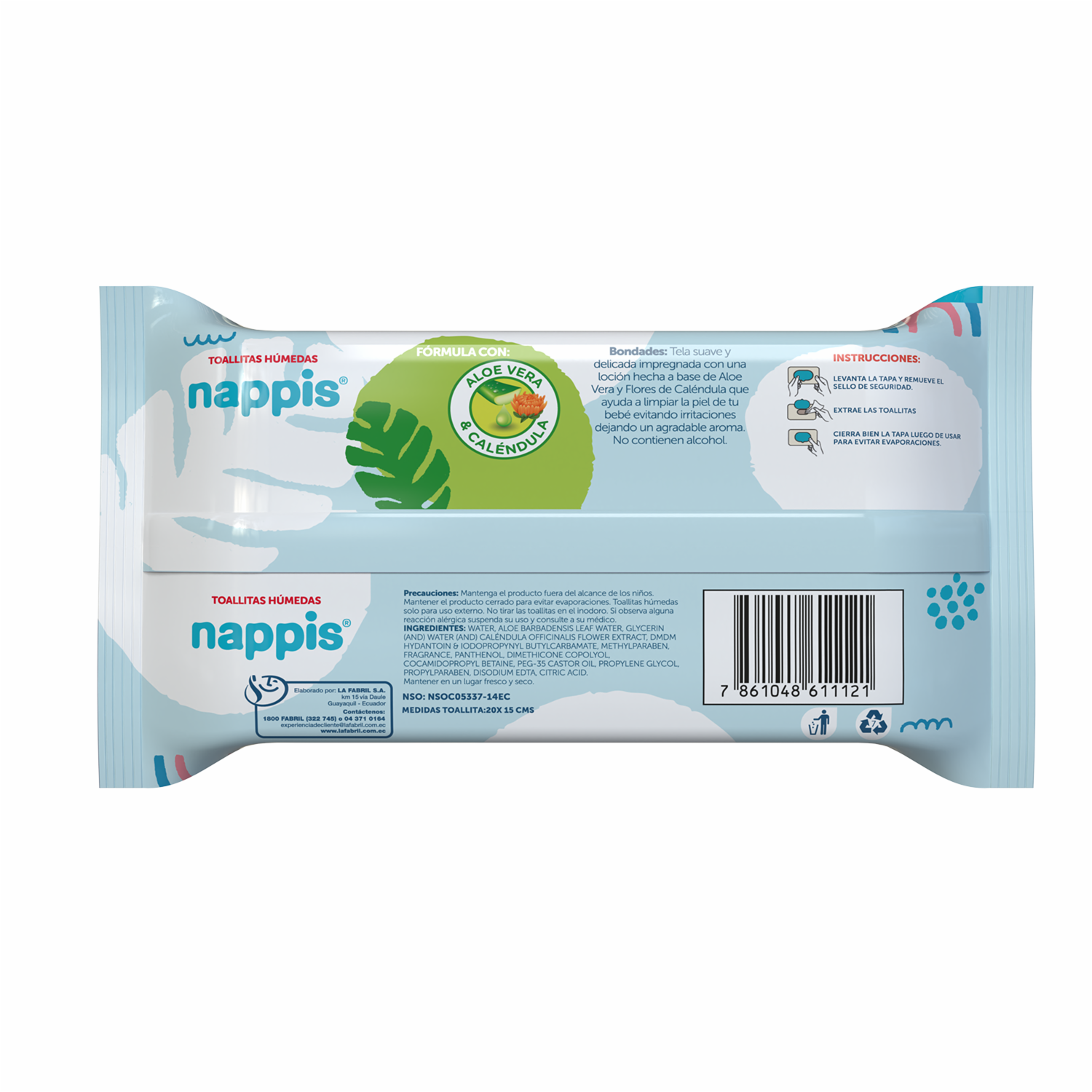 Pañitos Húmedos Para Bebé Tela Suave NAPPIS X 50 Uds