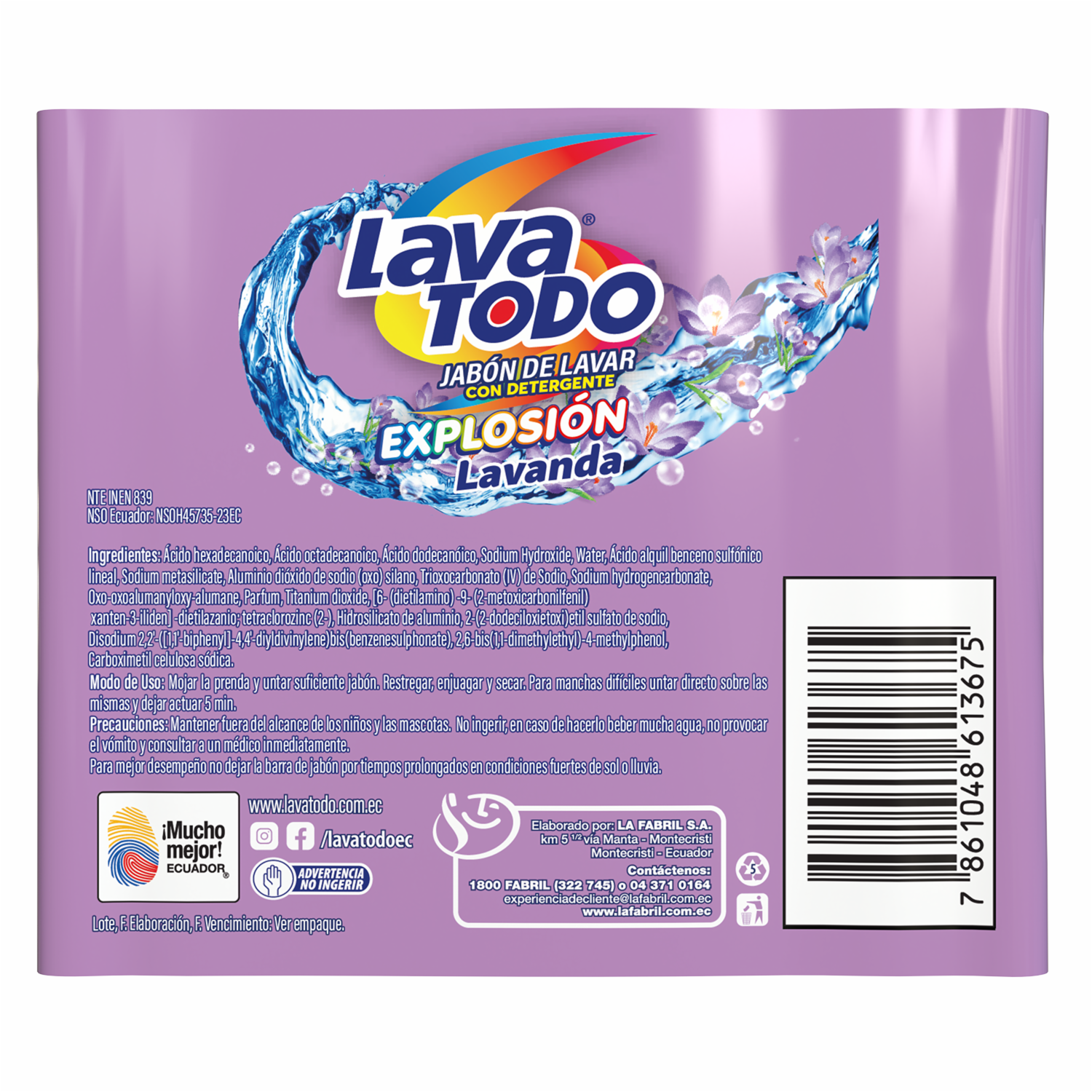 Jabón De Ropa Explosión Lavanda Bipack LAVATODO 2 X 230 G