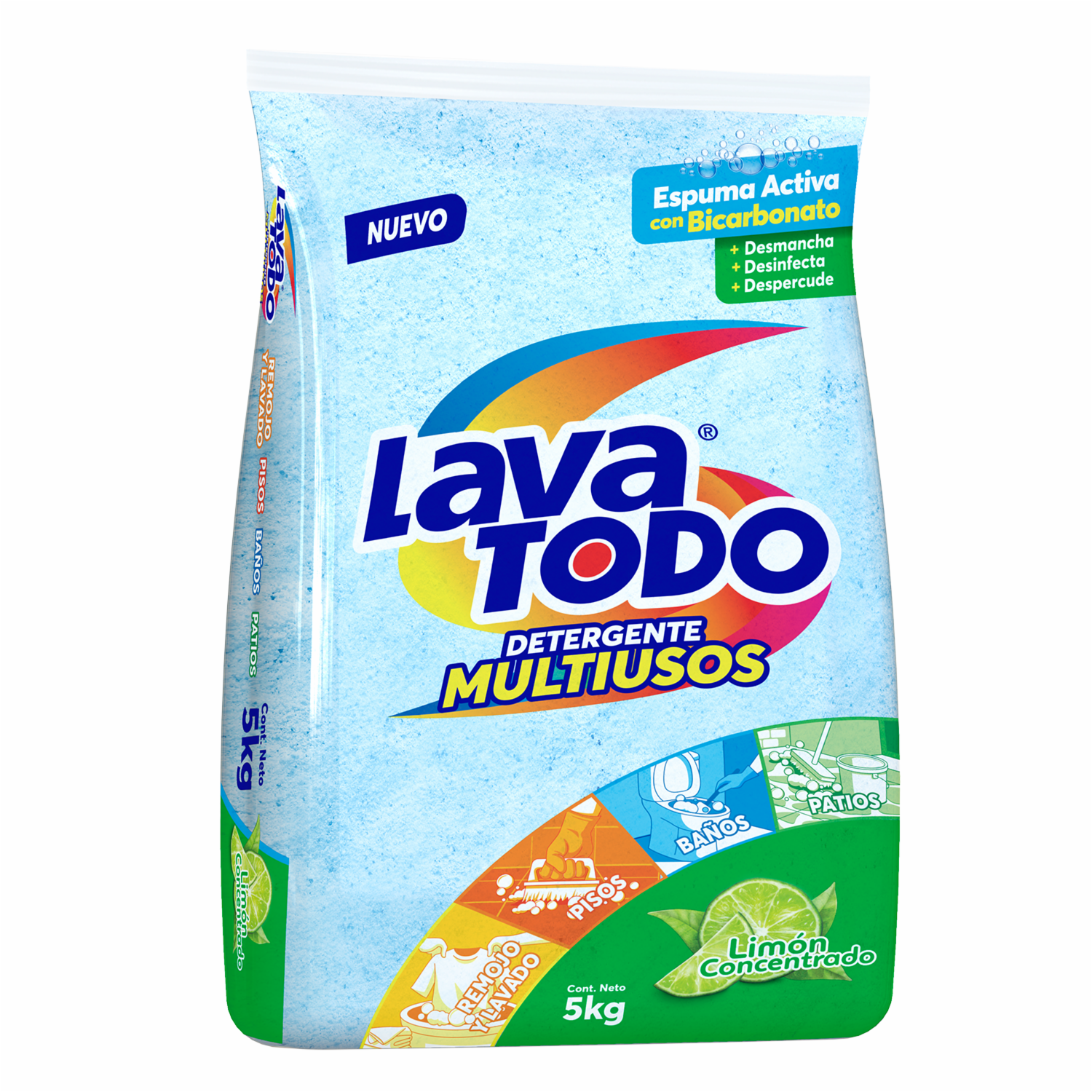 Detergente En Polvo Multiusos Aroma A Limón LAVATODO 5 Kg