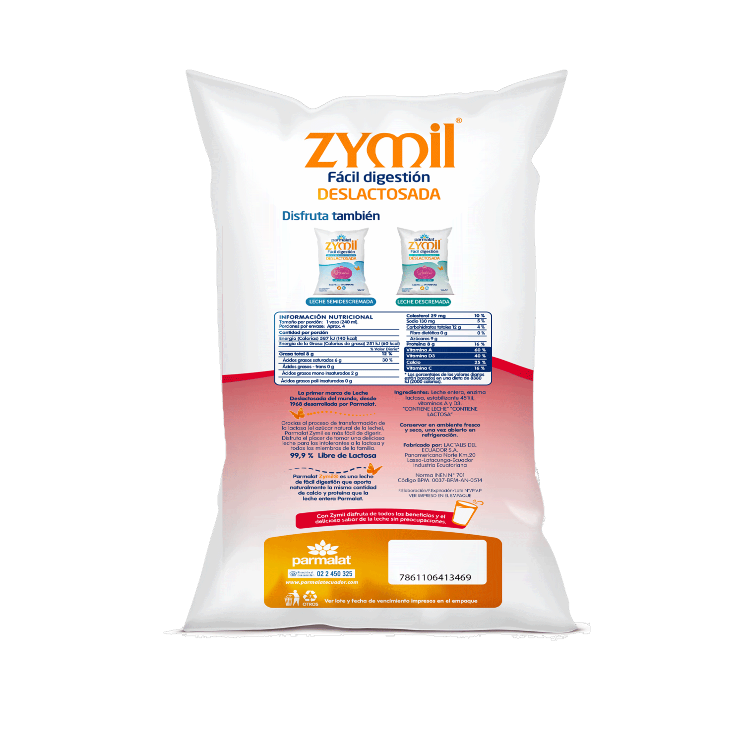 Leche Entera Deslactosada Zymil PARMALAT 900 ML