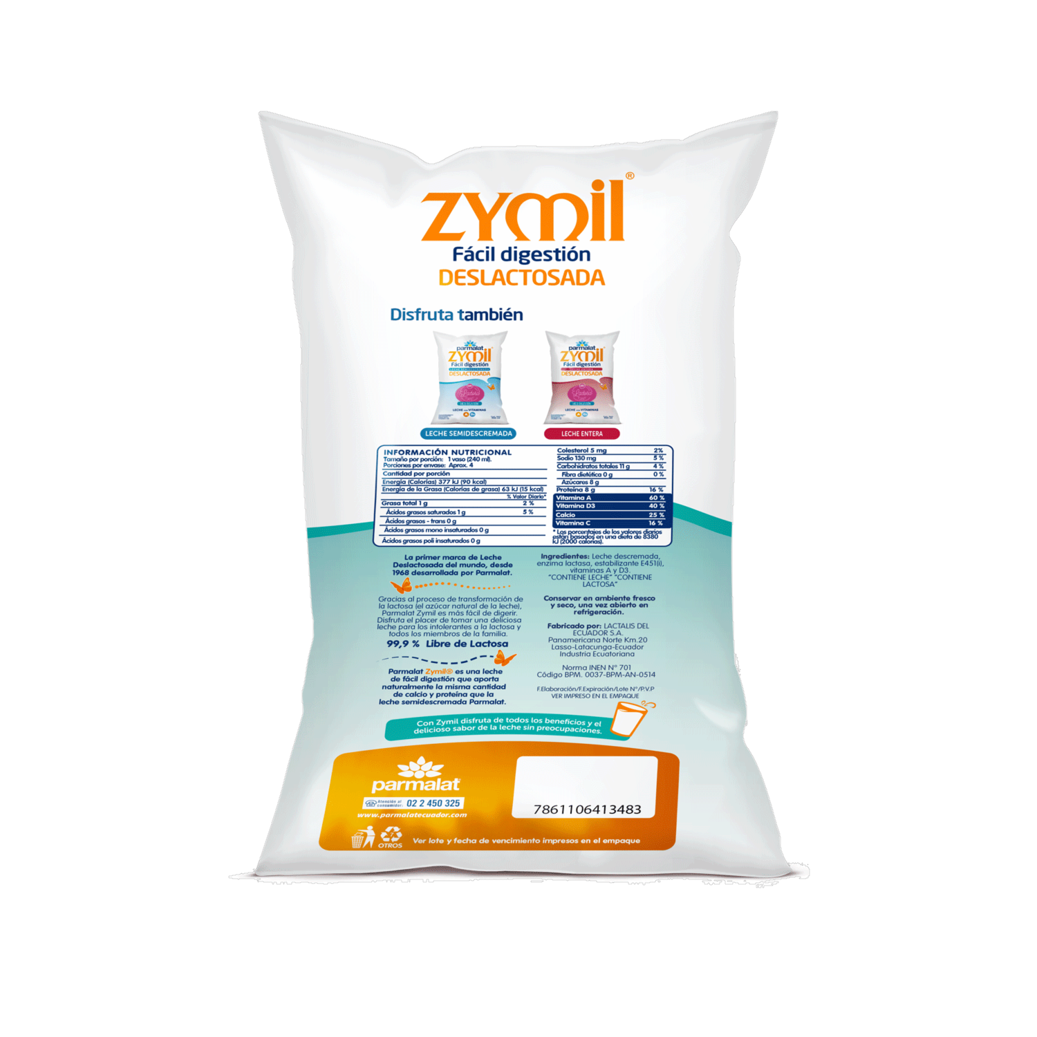 Leche Descremada Deslactosada Zymil PARMALAT 900 ML