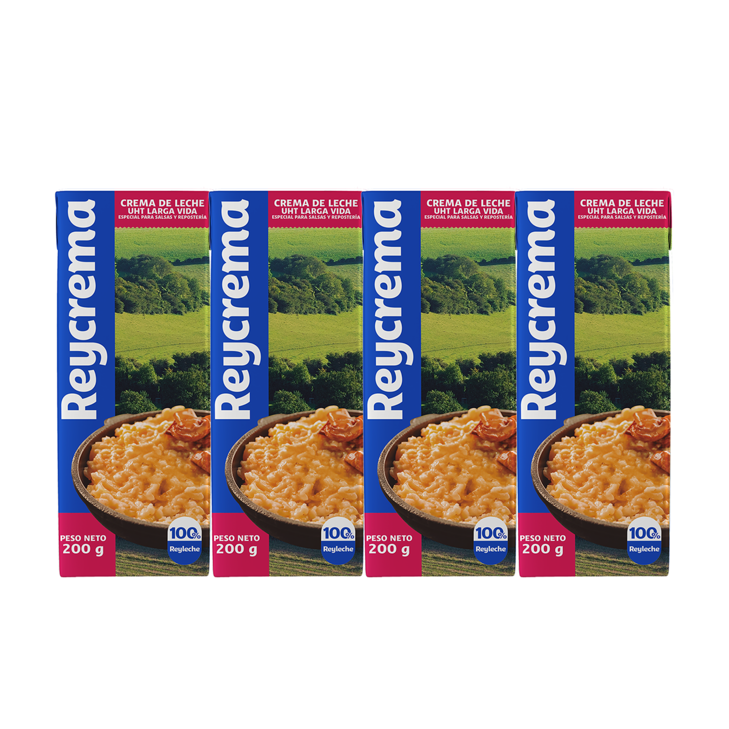 Crema De Leche Larga Vida UHT REYCREMA 4 X 200 G