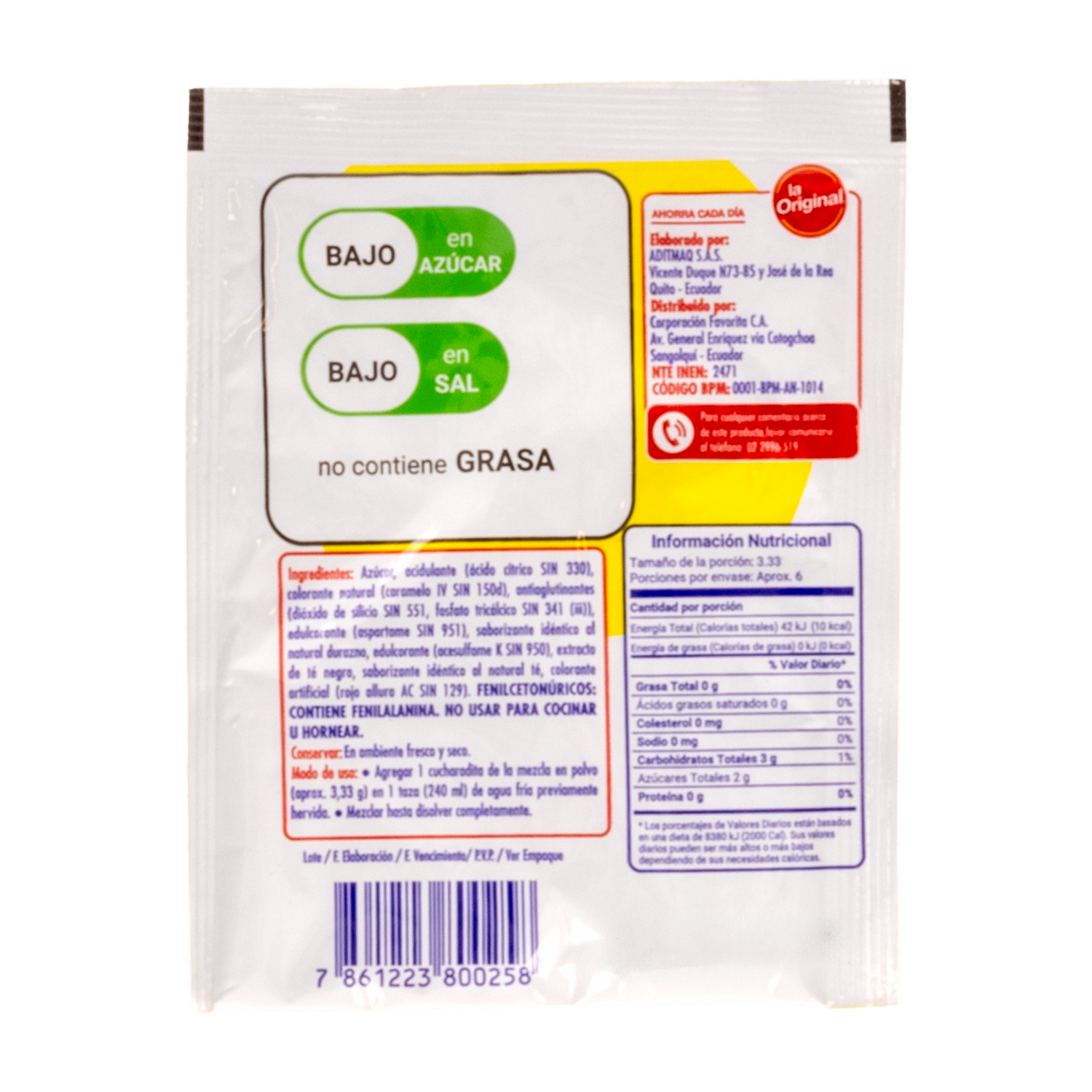Té En Polvo Sabor A Durazno LA ORIGINAL 20 G