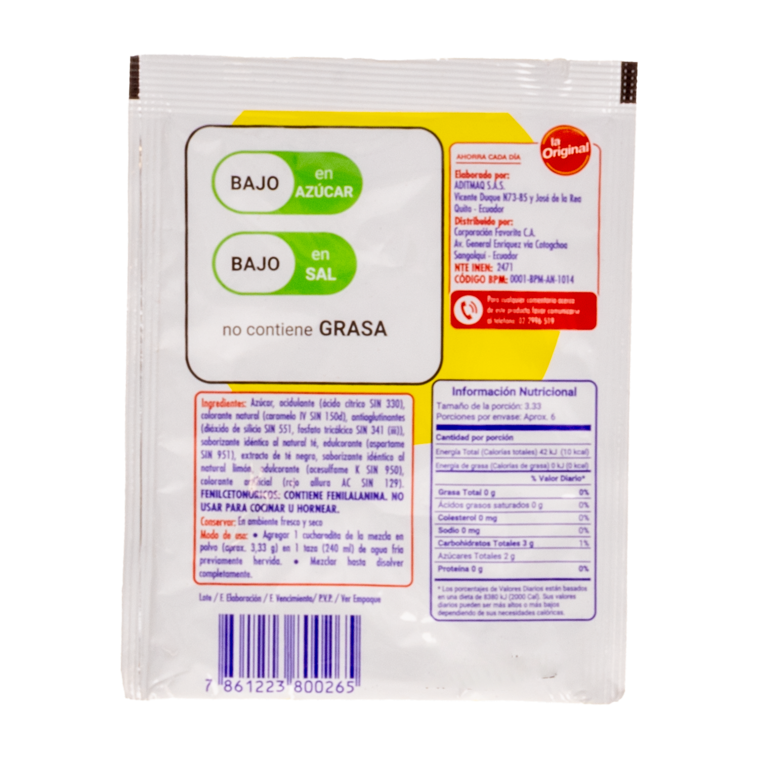 Té En Polvo Sabor A Limón LA ORIGINAL 20 G