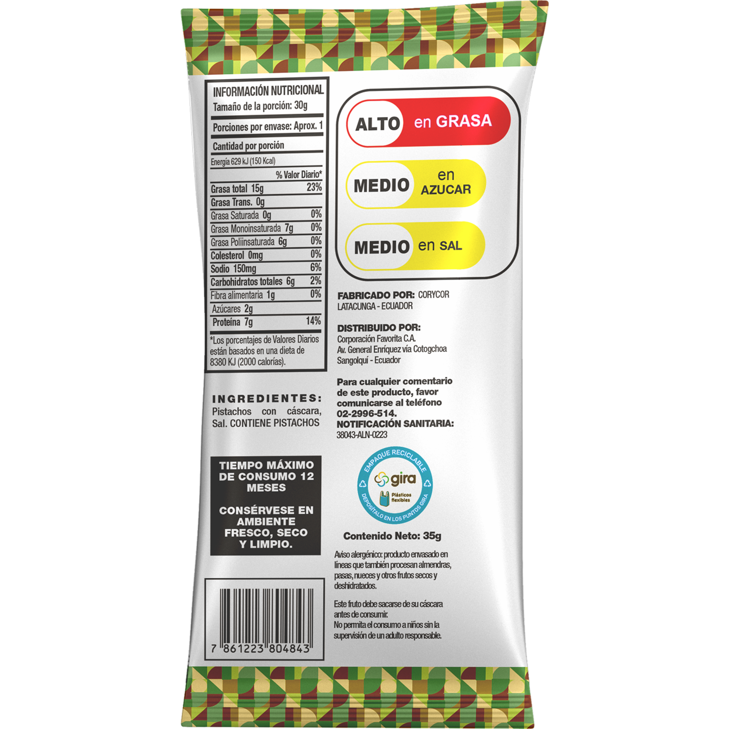 Pistachos Con Cáscara EL ARTESANAL 35G