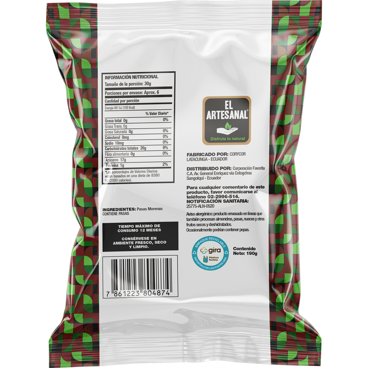 Pasas 100% Natural EL ARTESANAL 190G