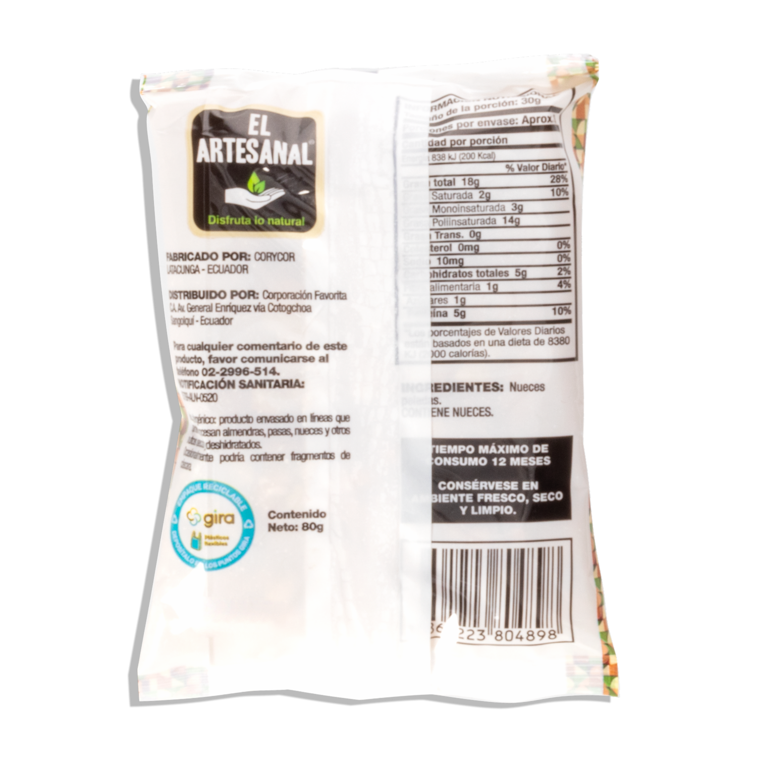Nueces Peladas 100% Natural EL ARTESANAL 80G