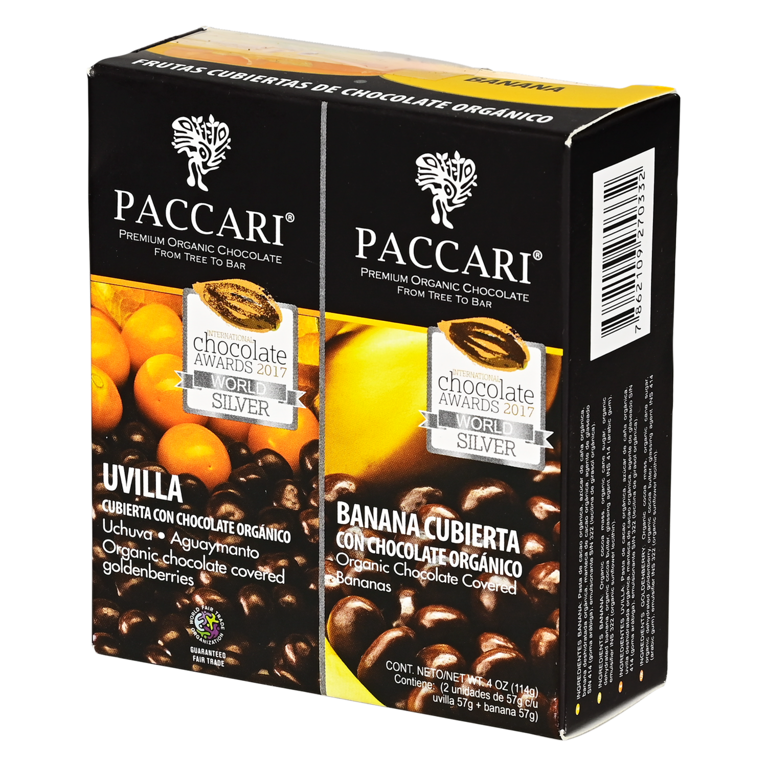 Chocolate Recubiertos Uvilla Y Banano PACCARI 114 G