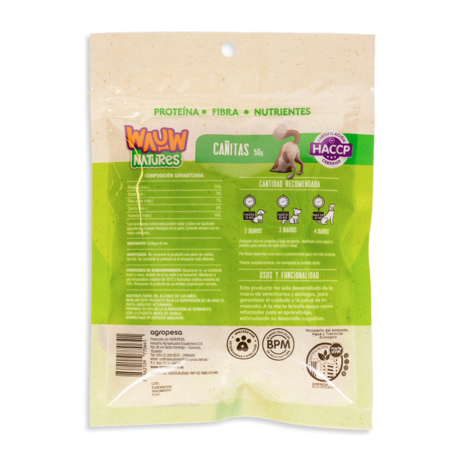 Snack Para Perros Cañitas WAUW 50 G