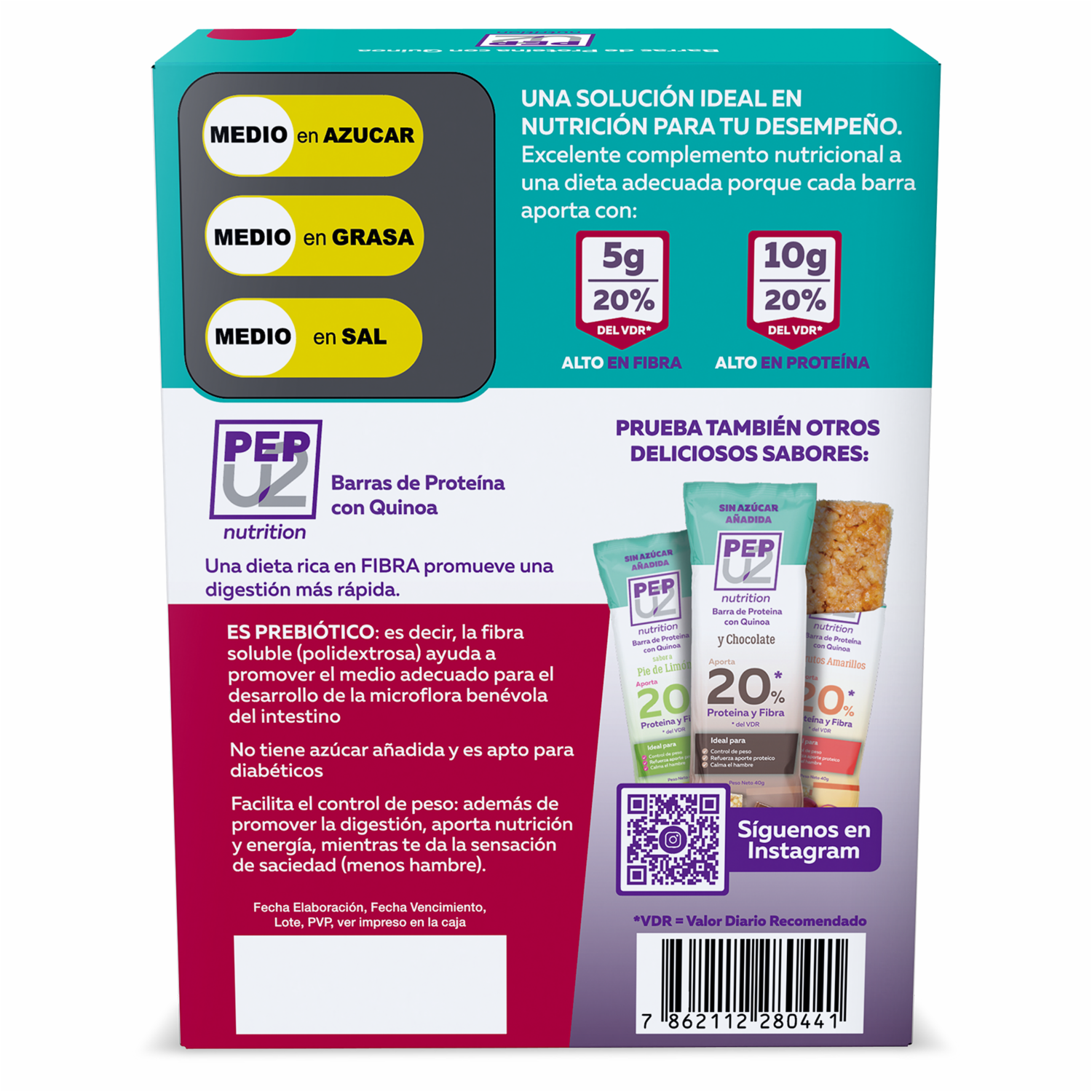 Barra De Proteína Y Fibra Con Quinua Y Frutos Rojos PEPU2 NUTRITION 6 Uds X 40 G