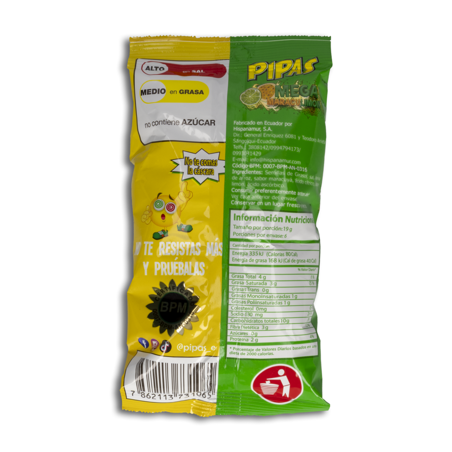 Semillas De Girasol Sabor Maraculimon PIPAS 120 G