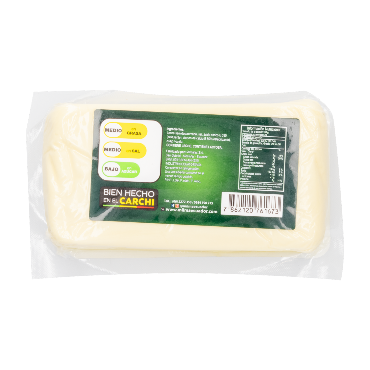 Queso Mozzarella Empacado MILMA 700 G