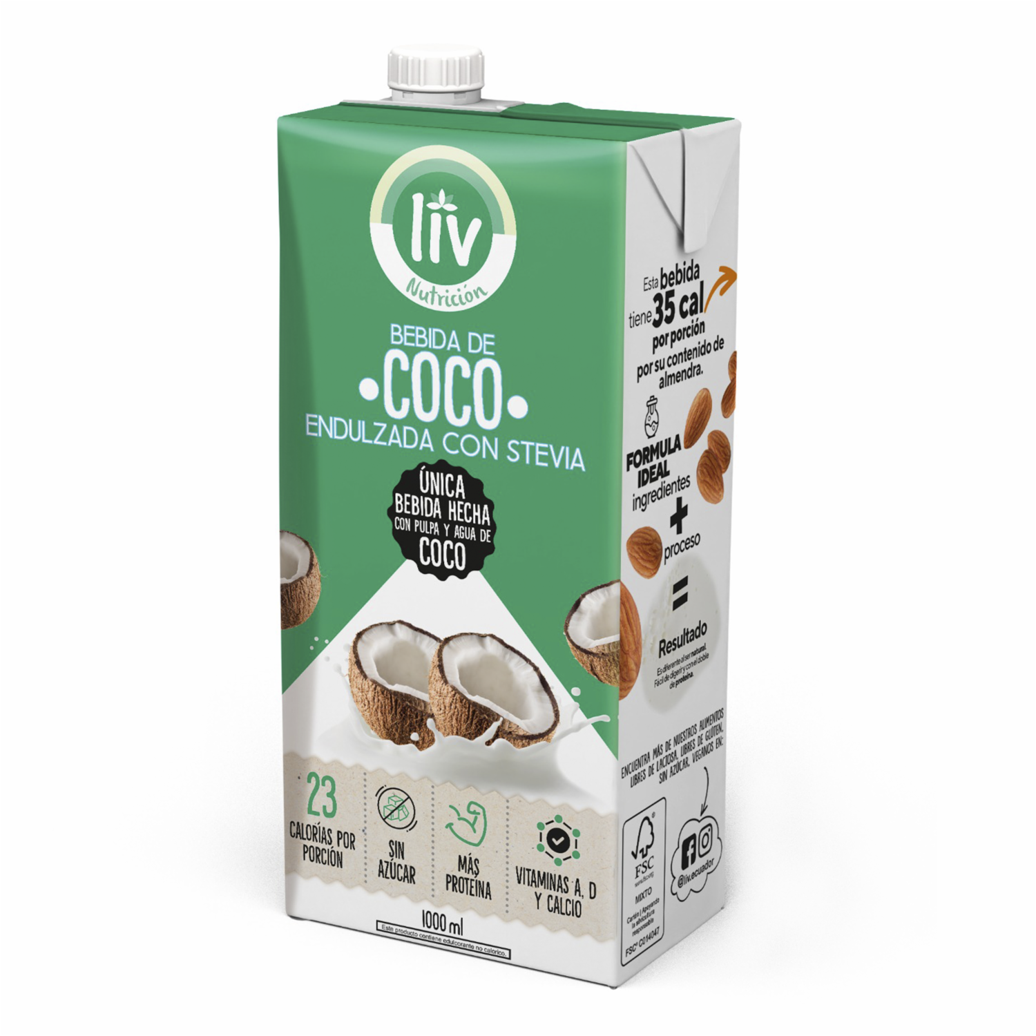 Bebida De Coco Con Stevia LIV NUTRICIÓN 1000 Ml