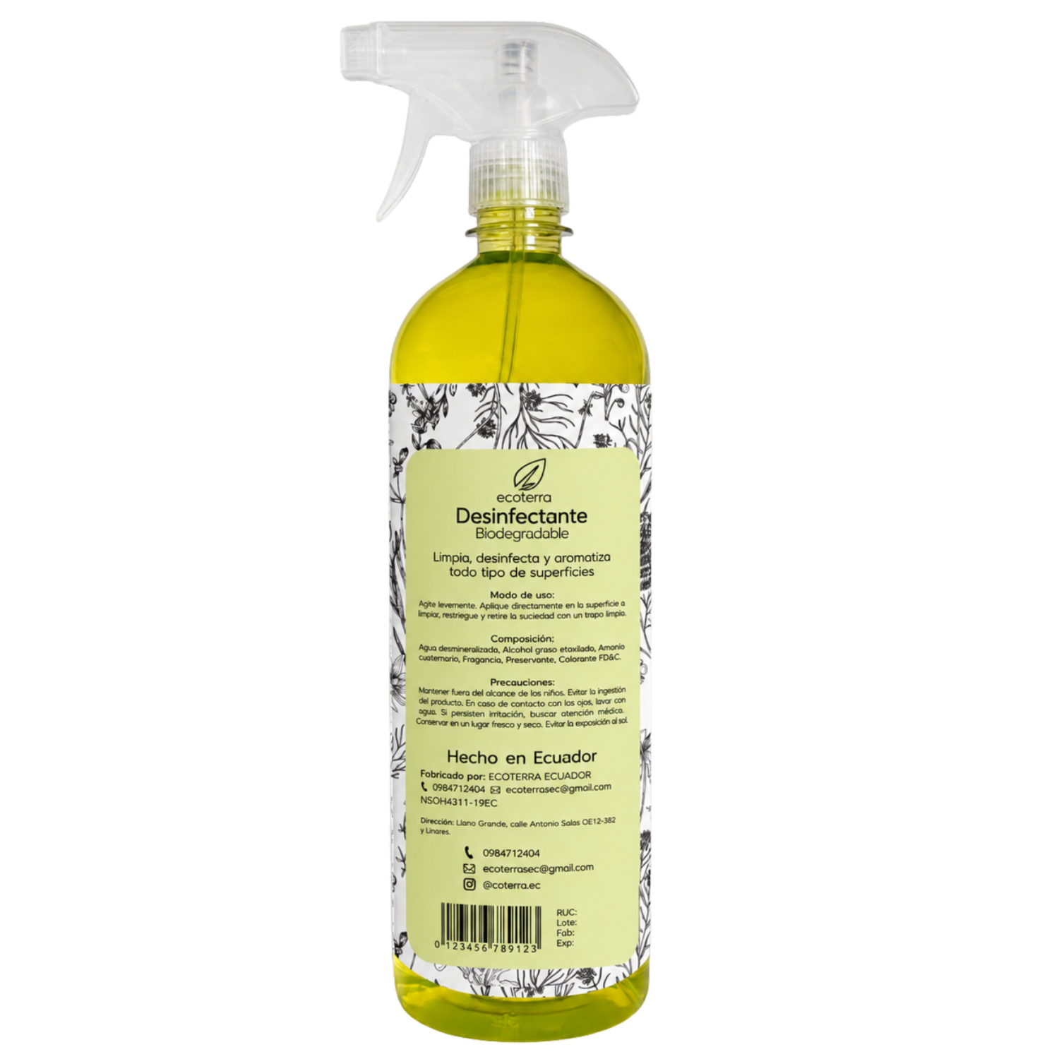 Limpiador Desinfectante Biodegradable Limón Y Verbena ECOTERRA 1 L