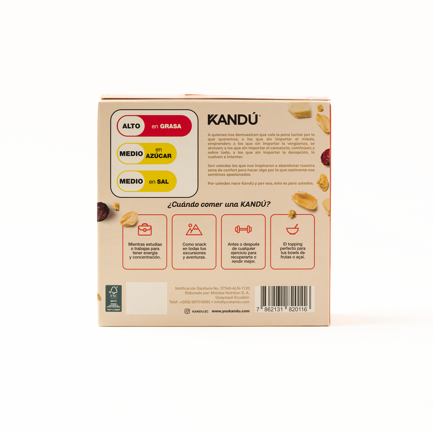 Barra Energética De Maní Con Arándanos Y Chocolate Blanco KANDÚ 210 G