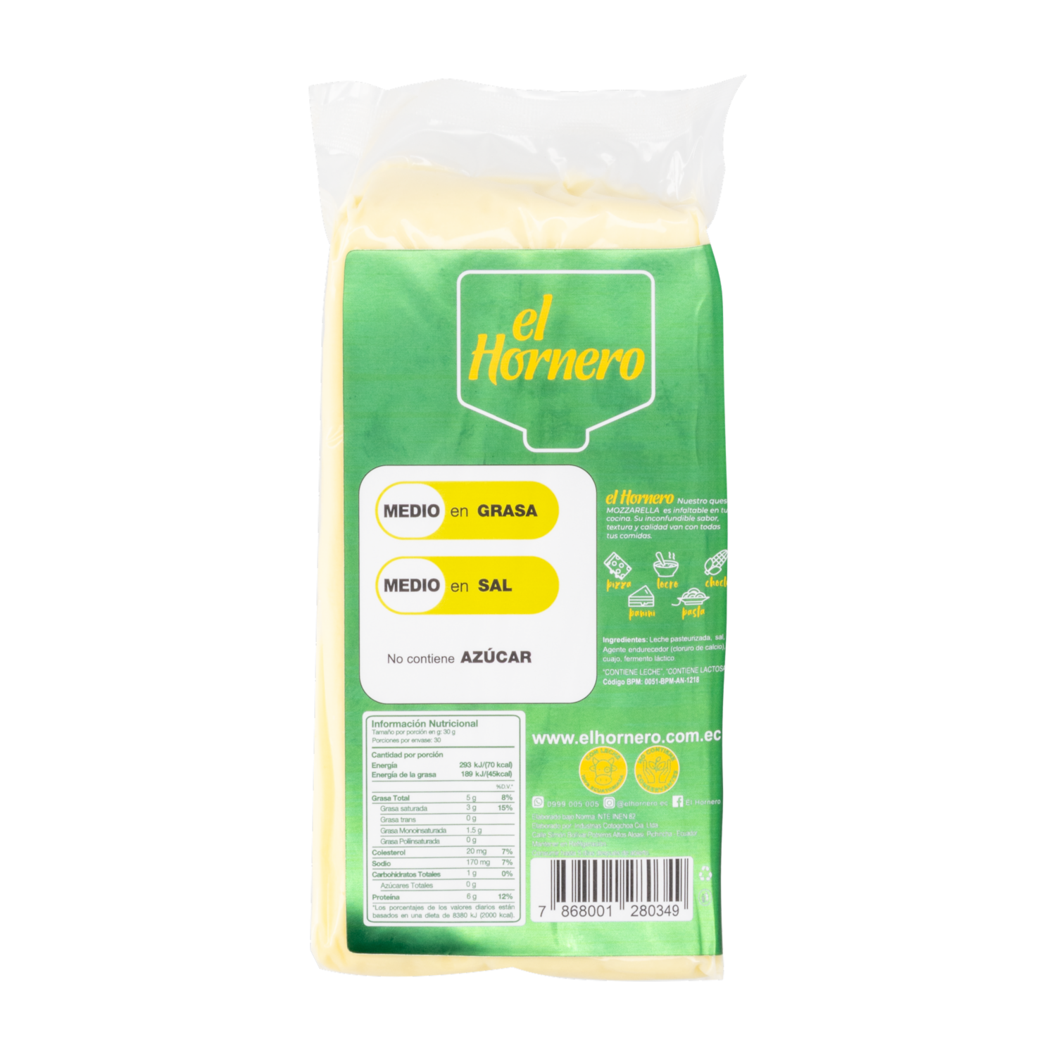 Queso Mozzarella Artesanal EL HORNERO 900 G