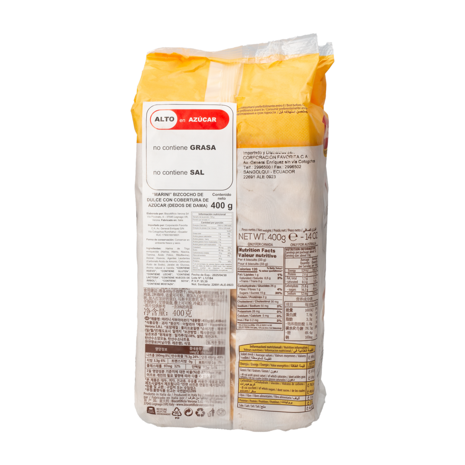 Dedos De Dama Savoiardi MARINI 400 G