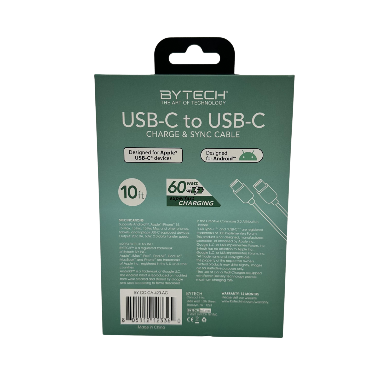 Cable Tipo C A Tipo C BYTECH 10 Pies